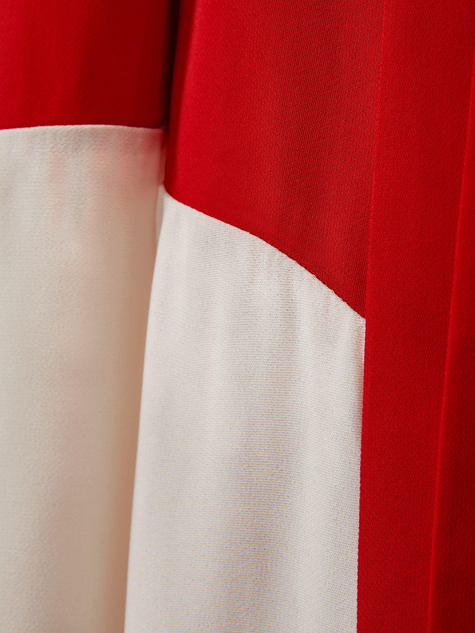 Colourblock Fit-and-Flare Midi Dress in Red/Cream Product Image