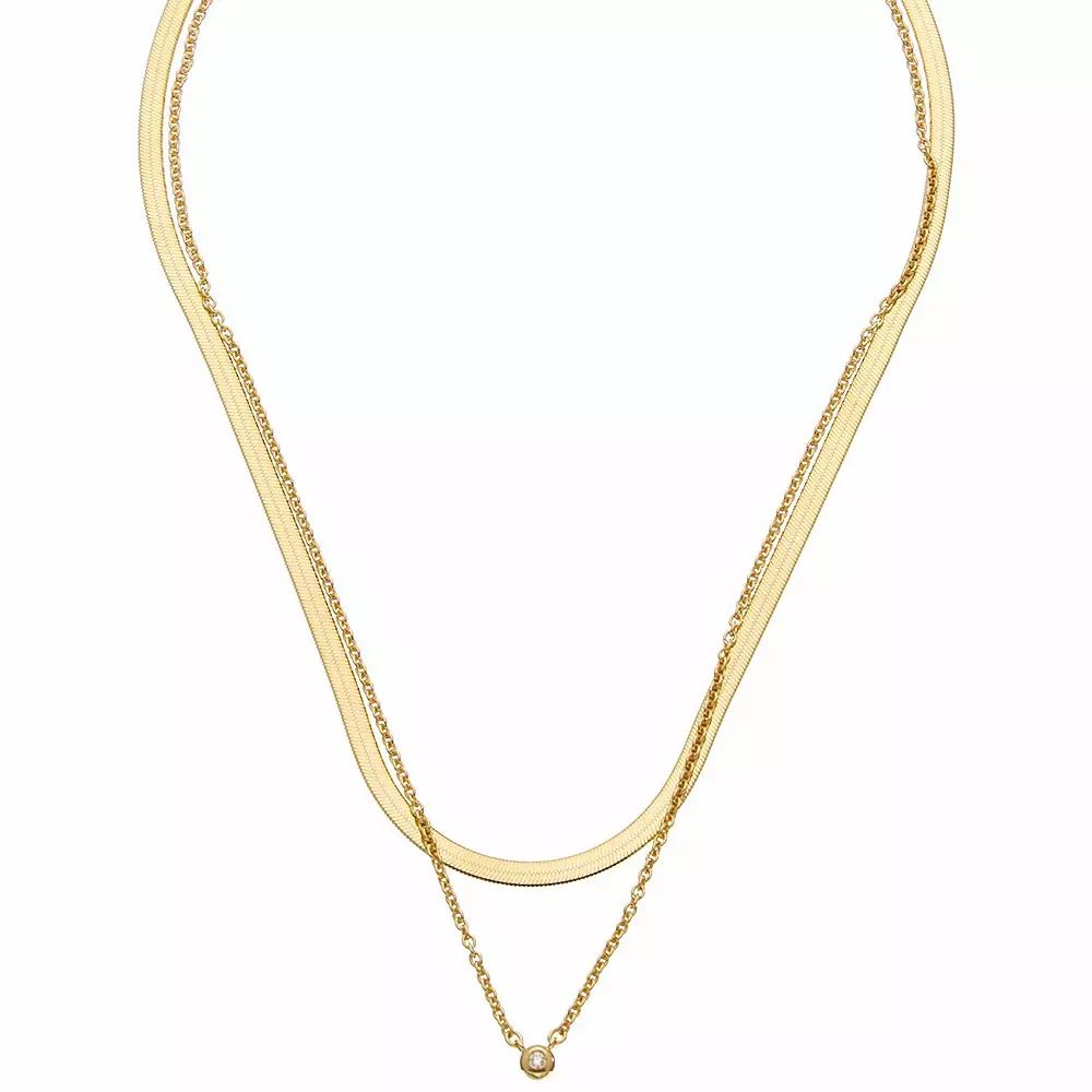 Meshmerise Sterling Silver Diamond Accented Herringbone Layered Necklace, Women's, Size: 16-18" ADJ, Gold Tone Product Image