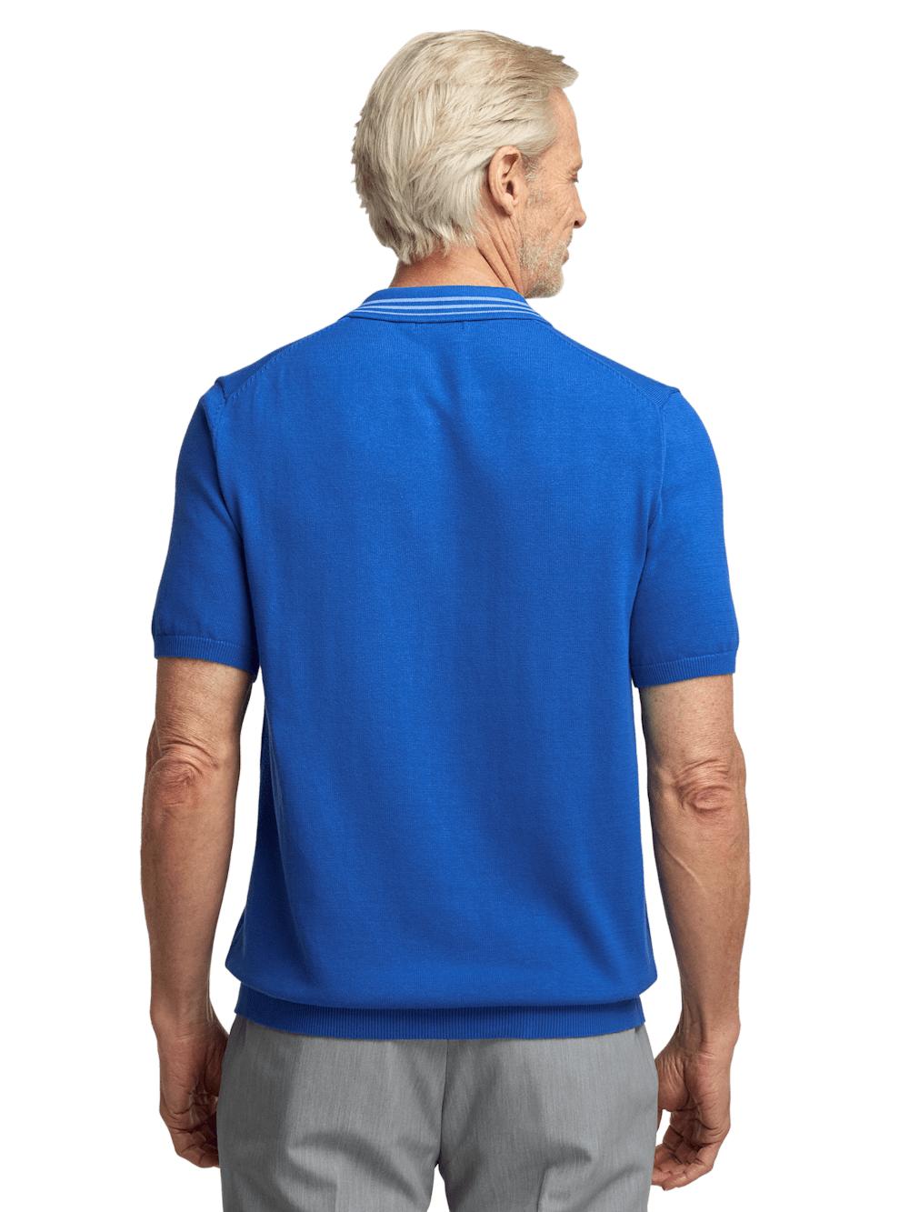 Cotton Full Zip Polo - Blue Product Image