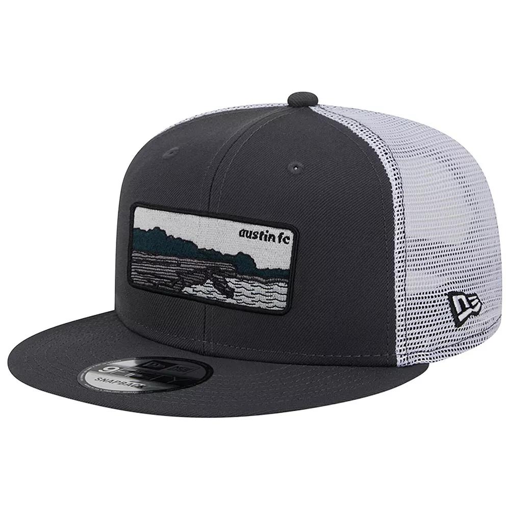 Men's New Era Black/White Austin FC Outdoor Trucker 9FIFTY Snapback Hat, Afc Black Product Image