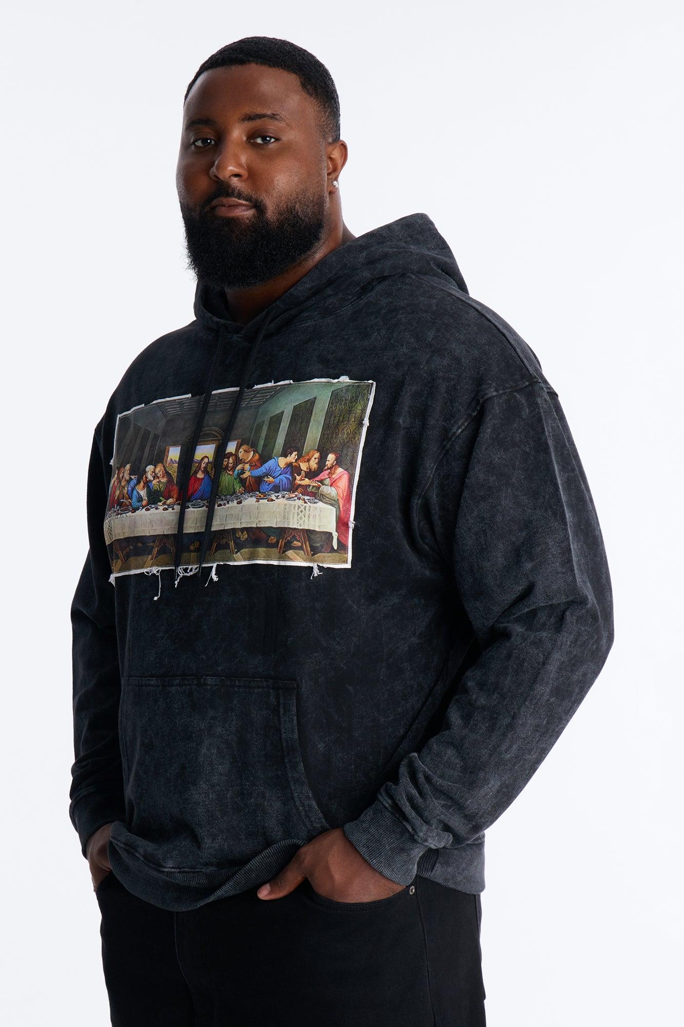 Last Supper Mineral Wash Hoodie - Black Wash Male Product Image