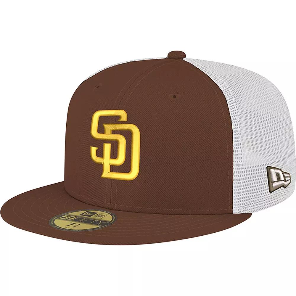 Men's New Era Brown San Diego Padres Team Color 59FIFTY Trucker Fitted Hat, Size: 7 Product Image