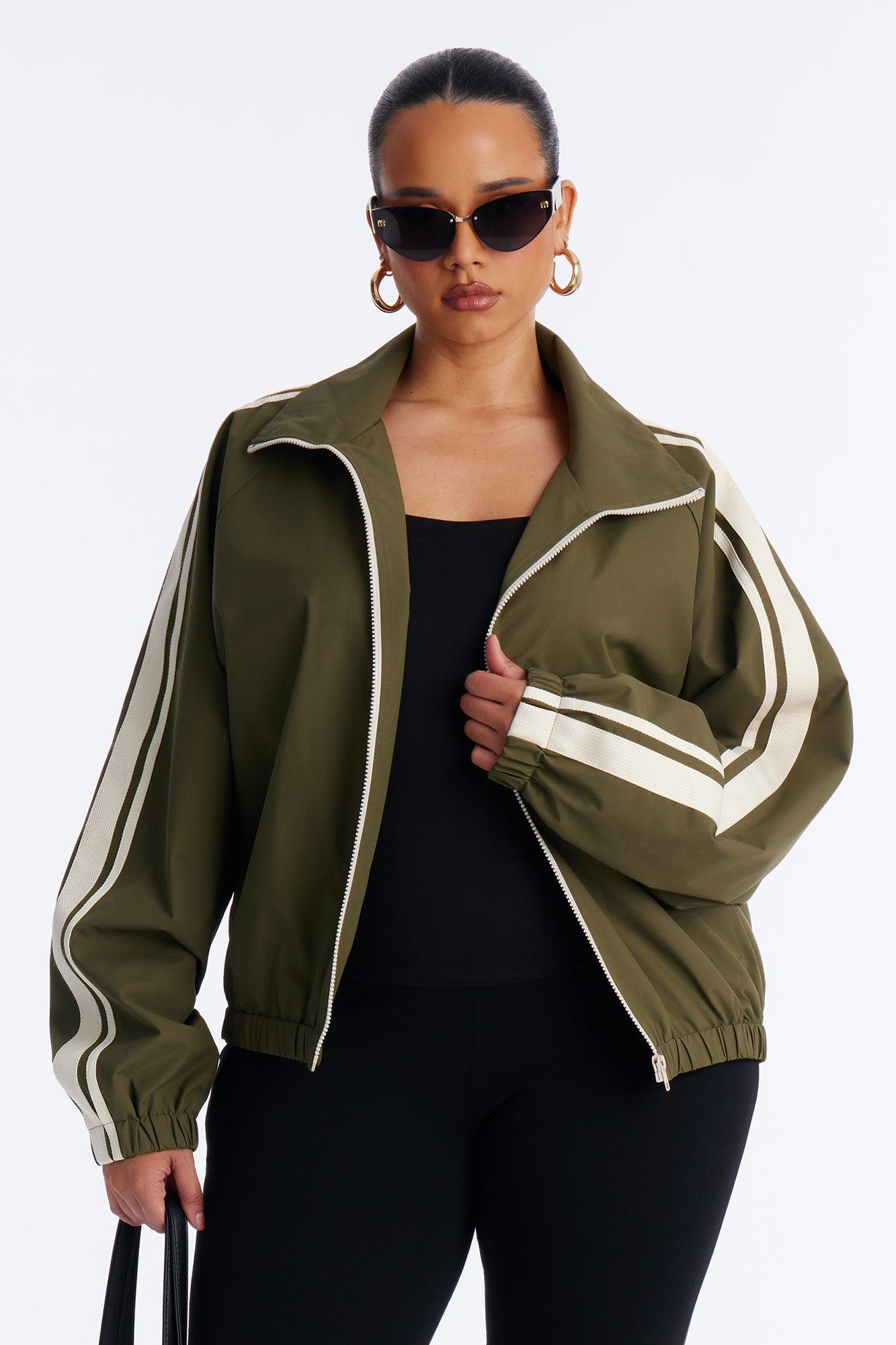 Trackstar Contrast Windbreaker Jacket - Green/combo Female Product Image
