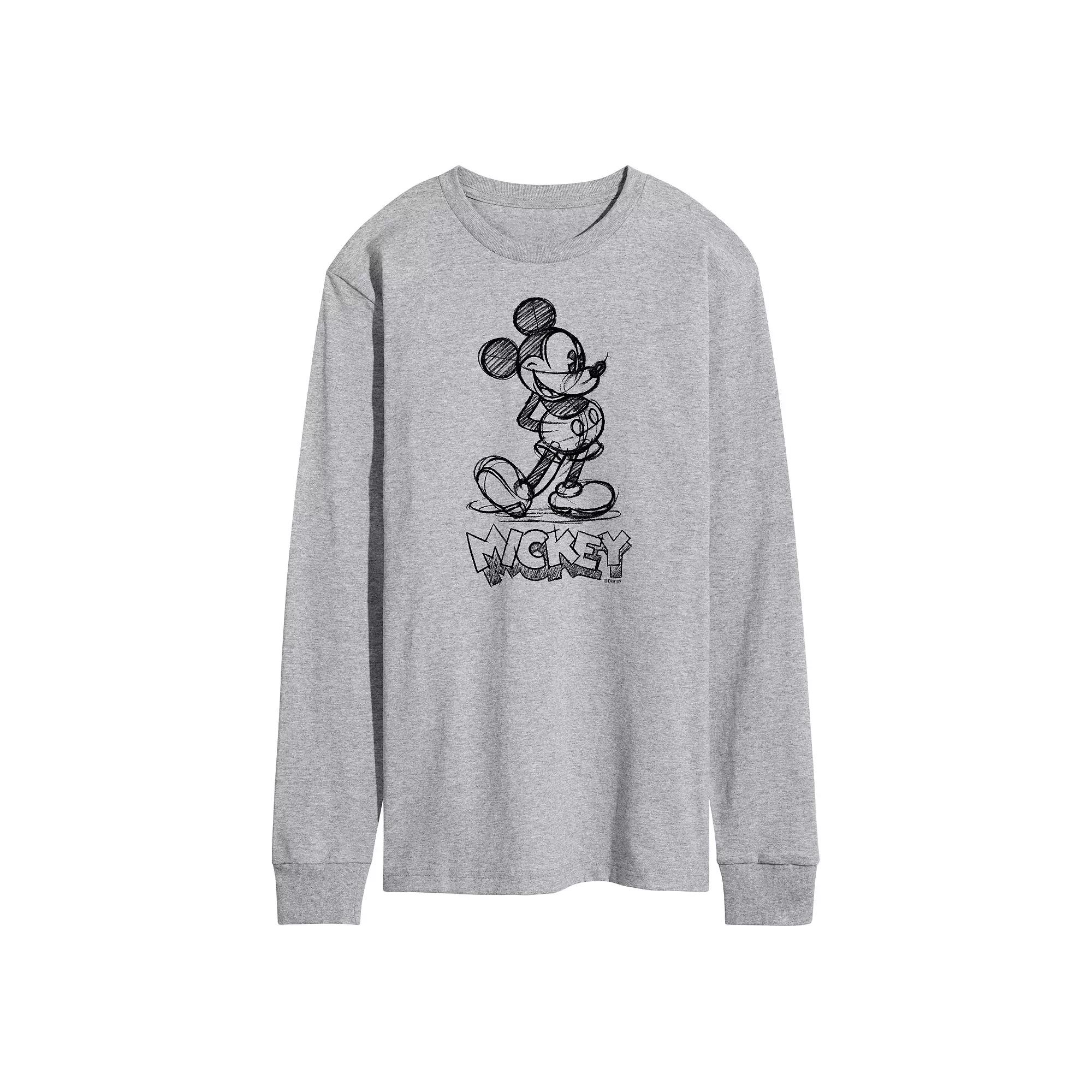 Disney's Mickey Mouse Men's Sketch Long Sleeve Graphic Tee,  Product Image
