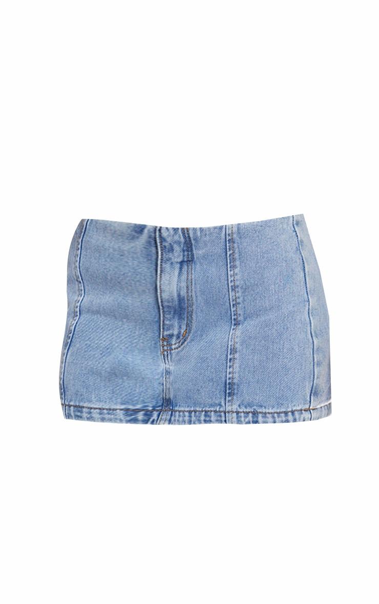 Petite Light Blue Wash Denim Micro Mini Skirt Product Image