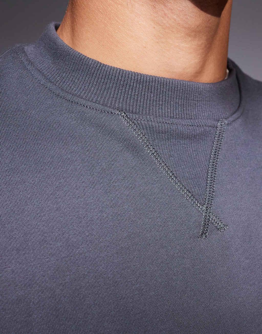 ASOS DESIGN premium heavyweight oversized sweatshirt in washed black Product Image