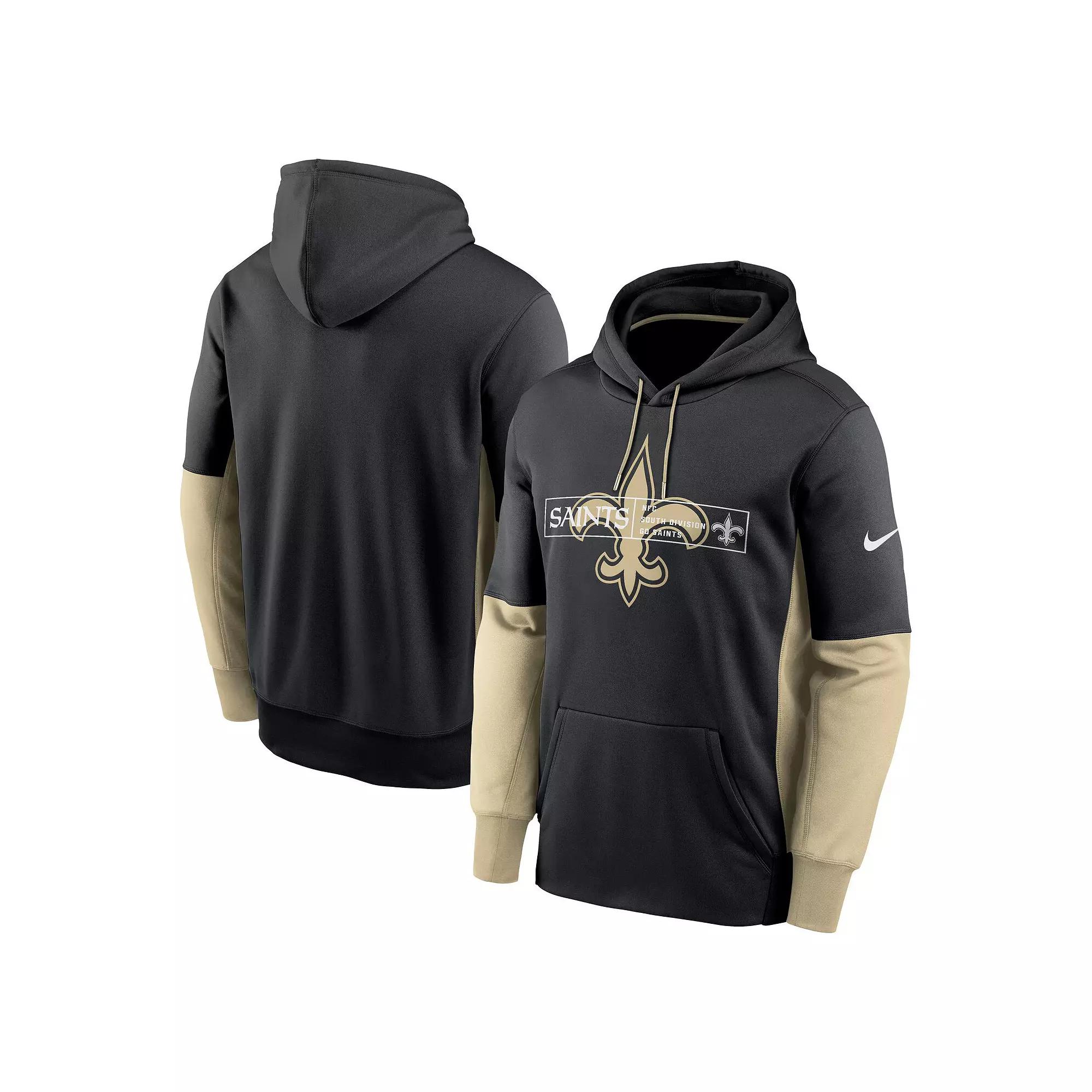 Mens Nike New Orleans Saints Color Block Fleece Performance Pullover Hoodie Product Image