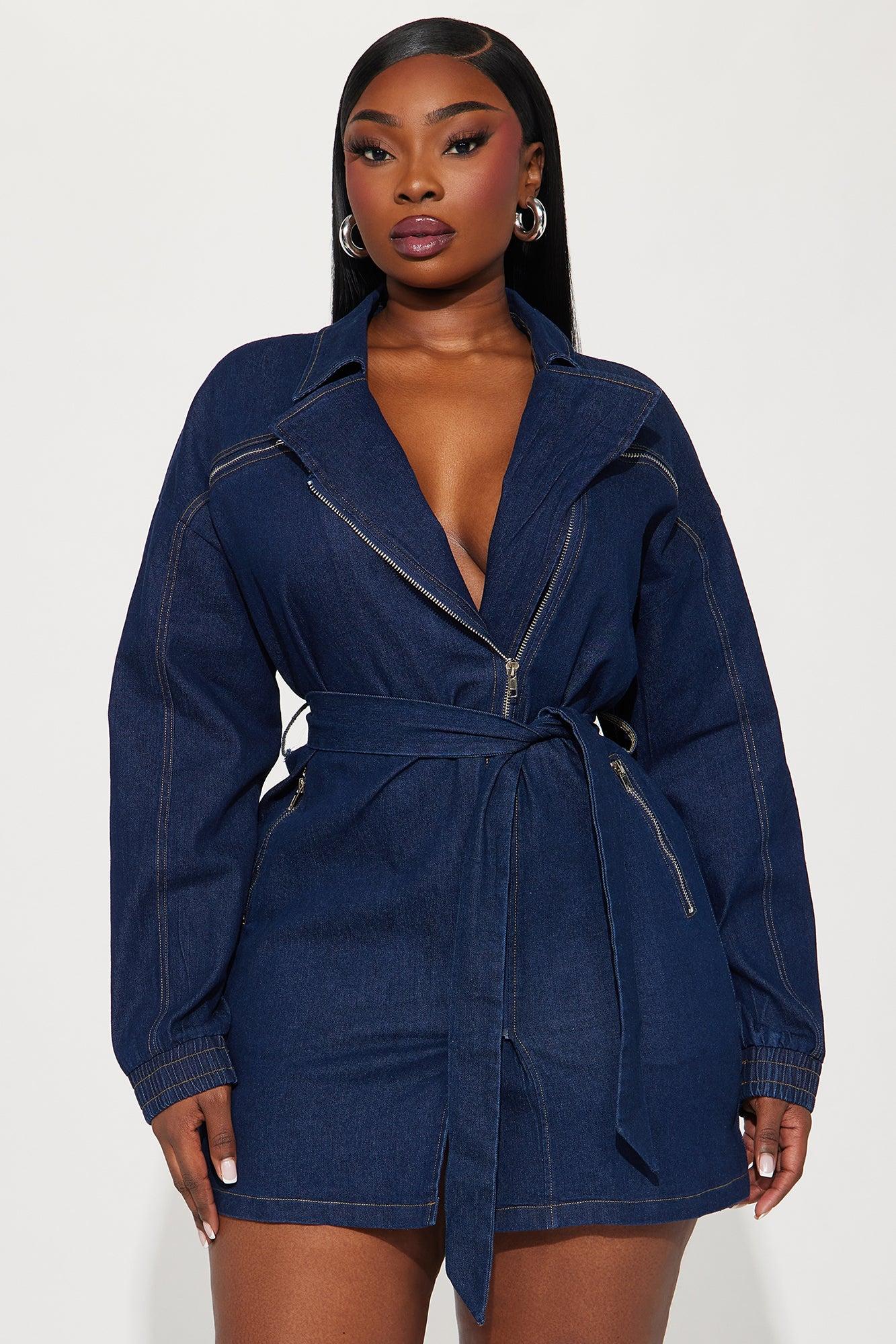 Aurora Denim Mini Dress - Dark Wash Product Image