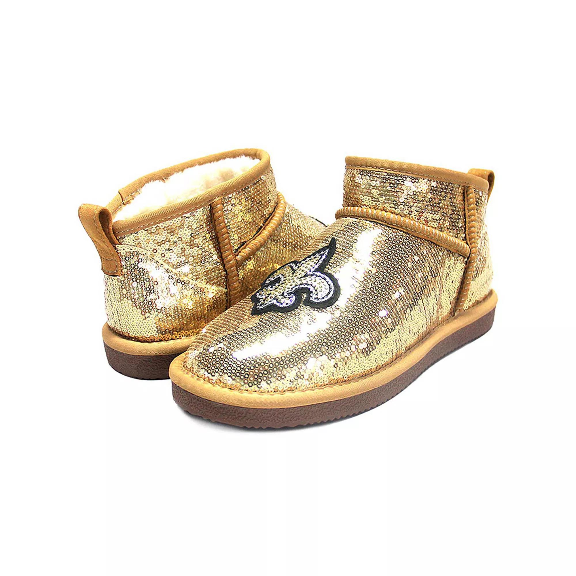 Women's Cuce  Gold New Orleans Saints Sequin Ankle Boots, Size: 6 Product Image