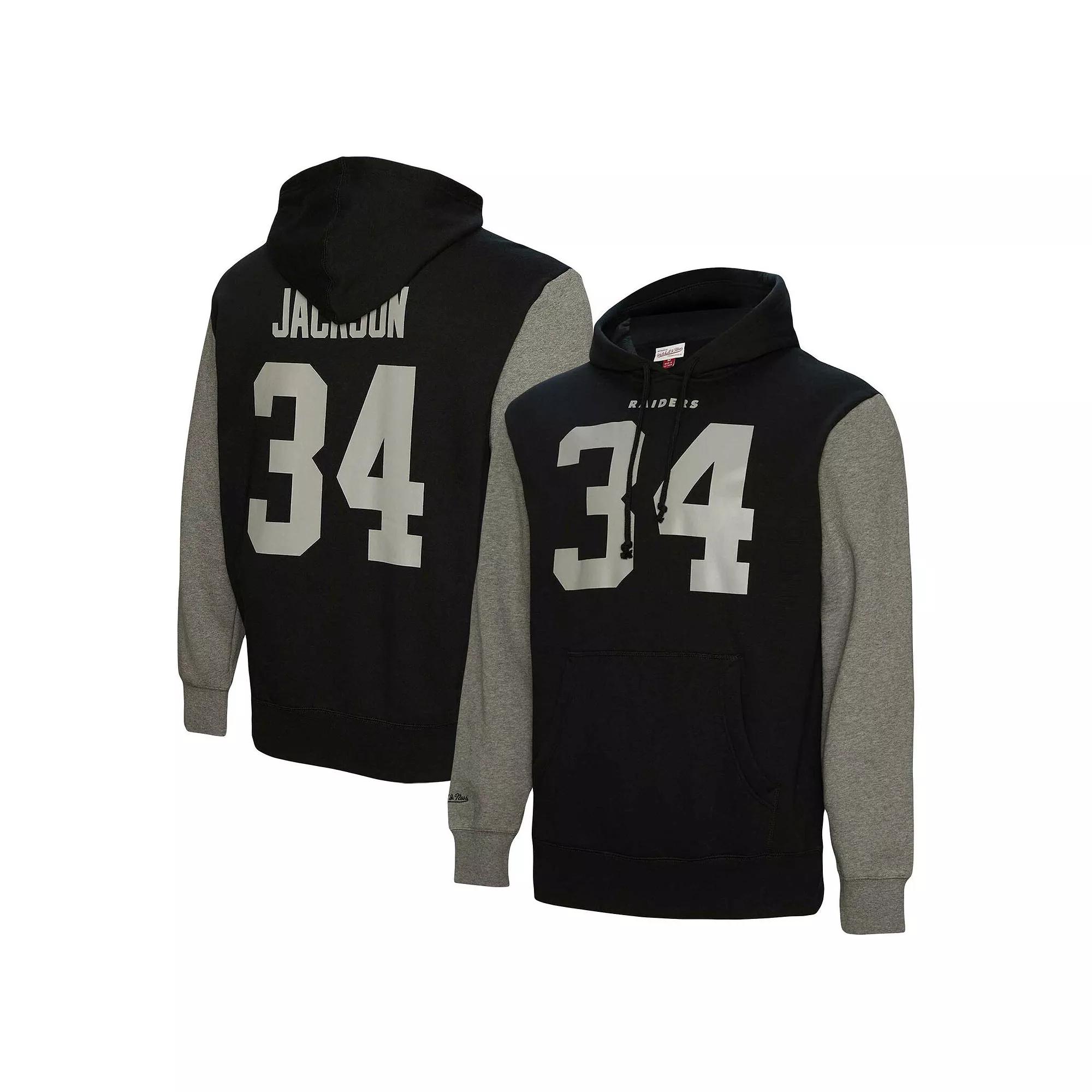 Men's Mitchell & Ness Bo Jackson Black Las Vegas Raiders Retired Player Name & Number Pullover Hoodie, Size: Small, Lvr Black Product Image