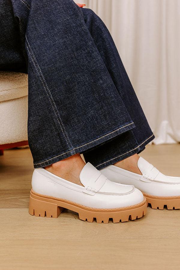 The Piper Faux Leather Loafer in White Product Image