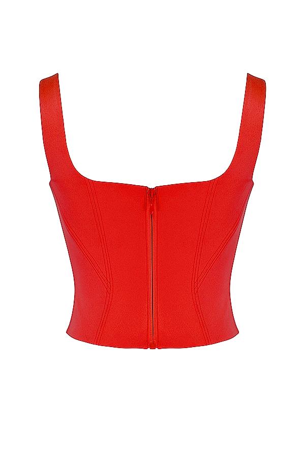 Rafa  scarlet satin longline corset Product Image