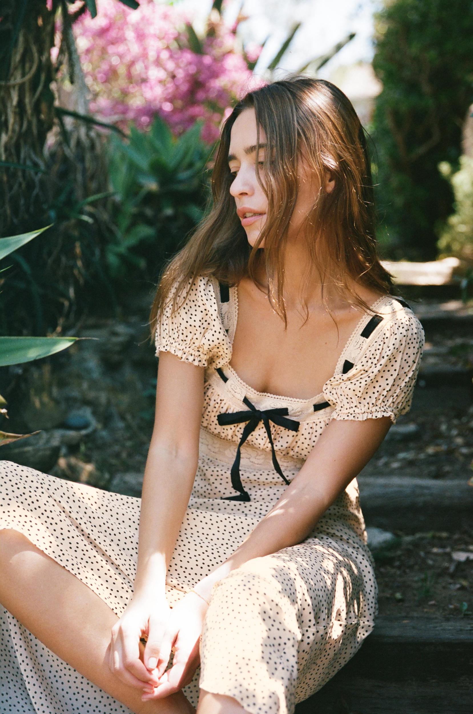 POLKA DOT DRESS WITH CONTRAST TIE Product Image