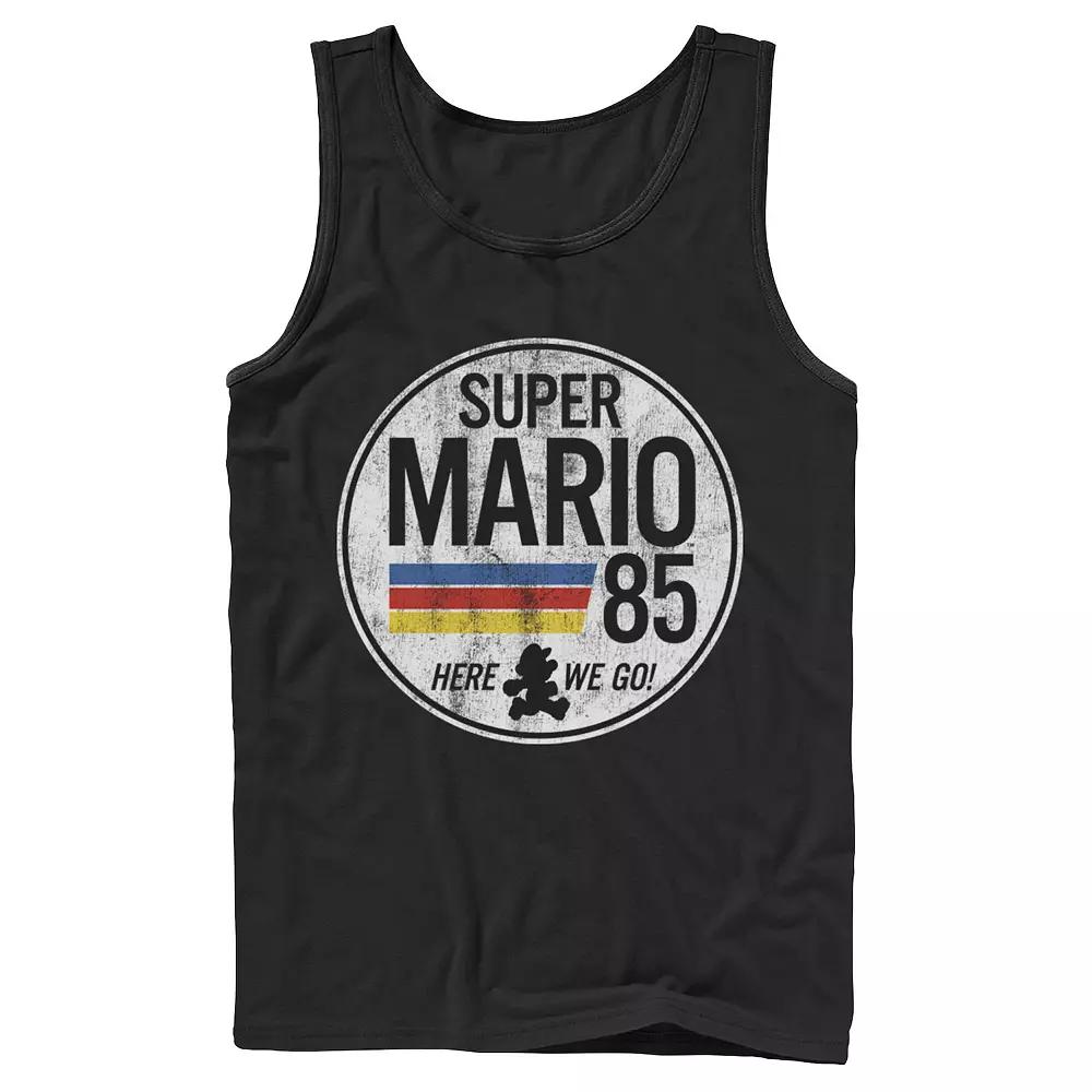 Men's Super Mario Retro Distressed Logo Tank Top,  Product Image