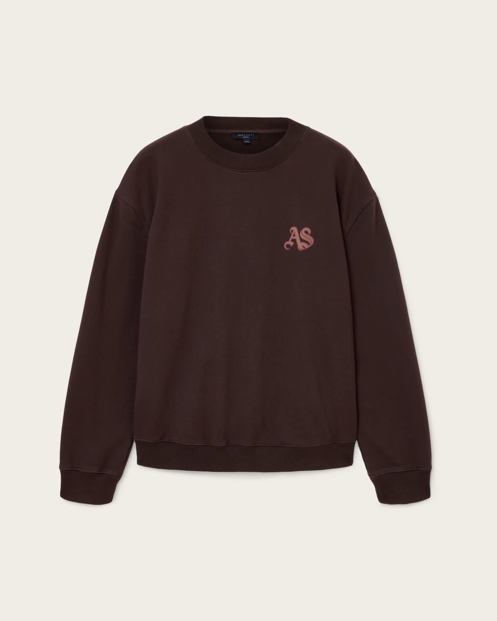 Icon Boxy Crew Neck Sweatshirt PLUM BROWN | ALLSAINTS US Product Image