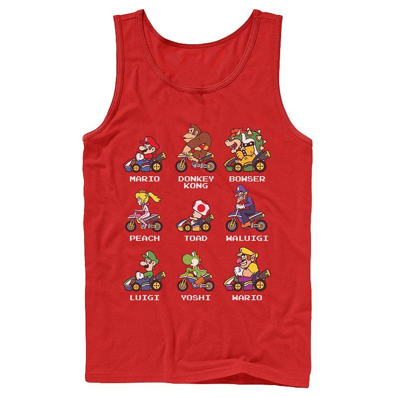 Men's Nintendo Mario Kart Racers Side View Names Tank Top,  Product Image