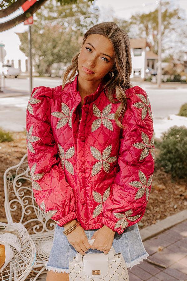 Statement Maker Quilted Jacket in Sangria Product Image