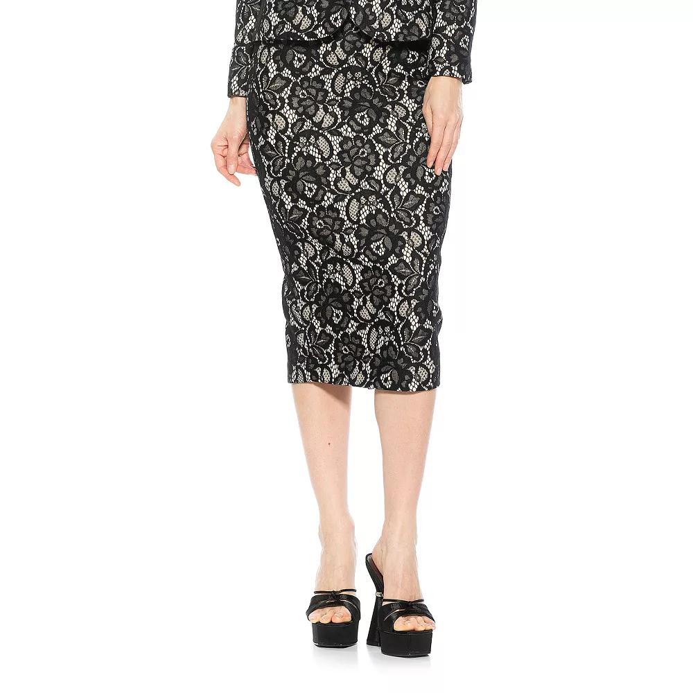 Women's ALEXIA ADMOR Jacki Lace Midi Back Slit Pencil Skirt,  Product Image