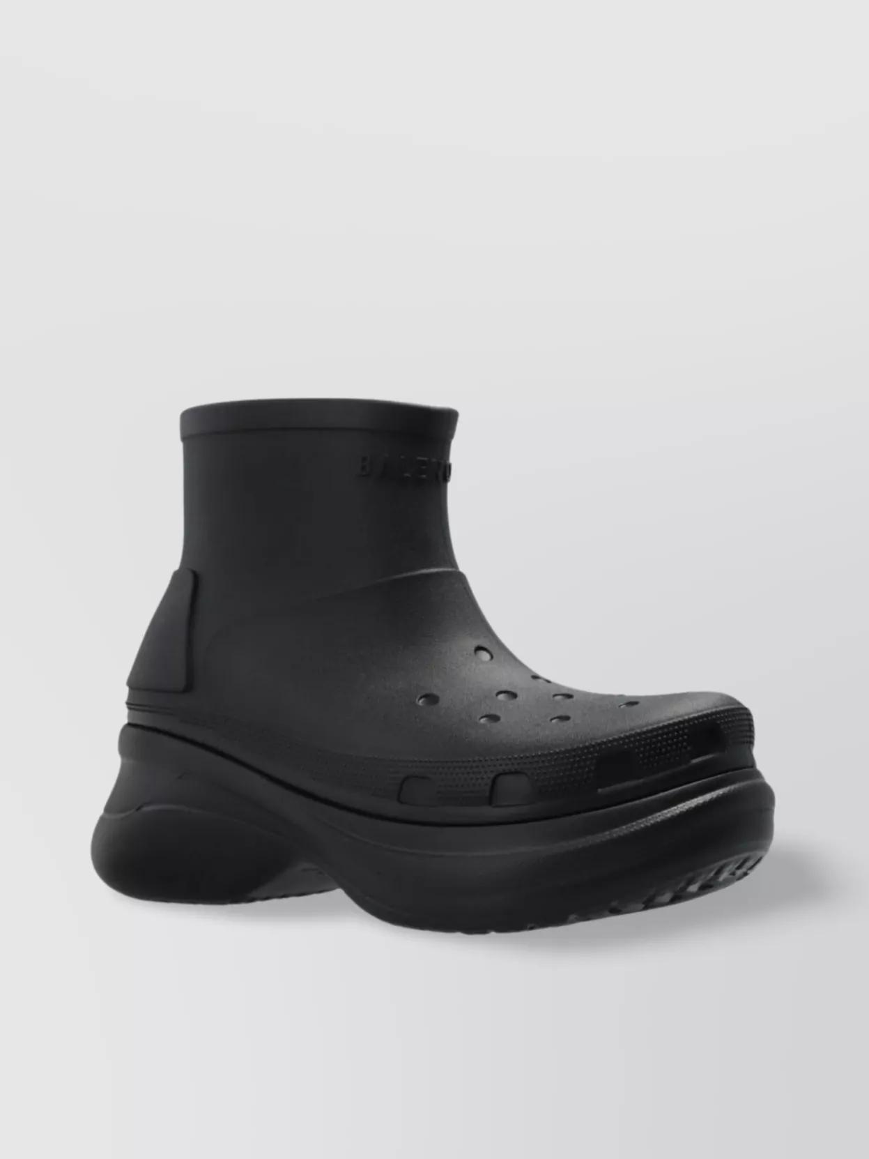 BALENCIAGA Black Crocs Edition Rubber Boots In 1000 Product Image