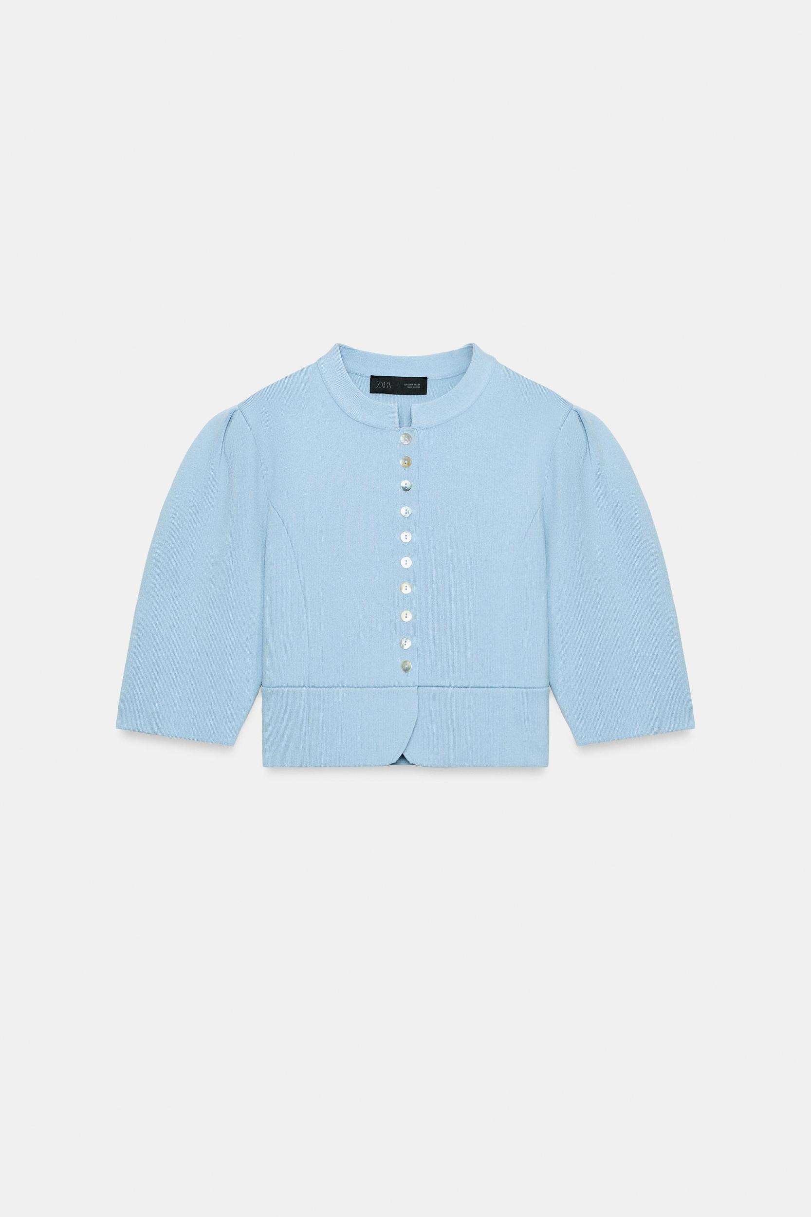 CARDIGAN WITH PUFF SLEEVES Product Image