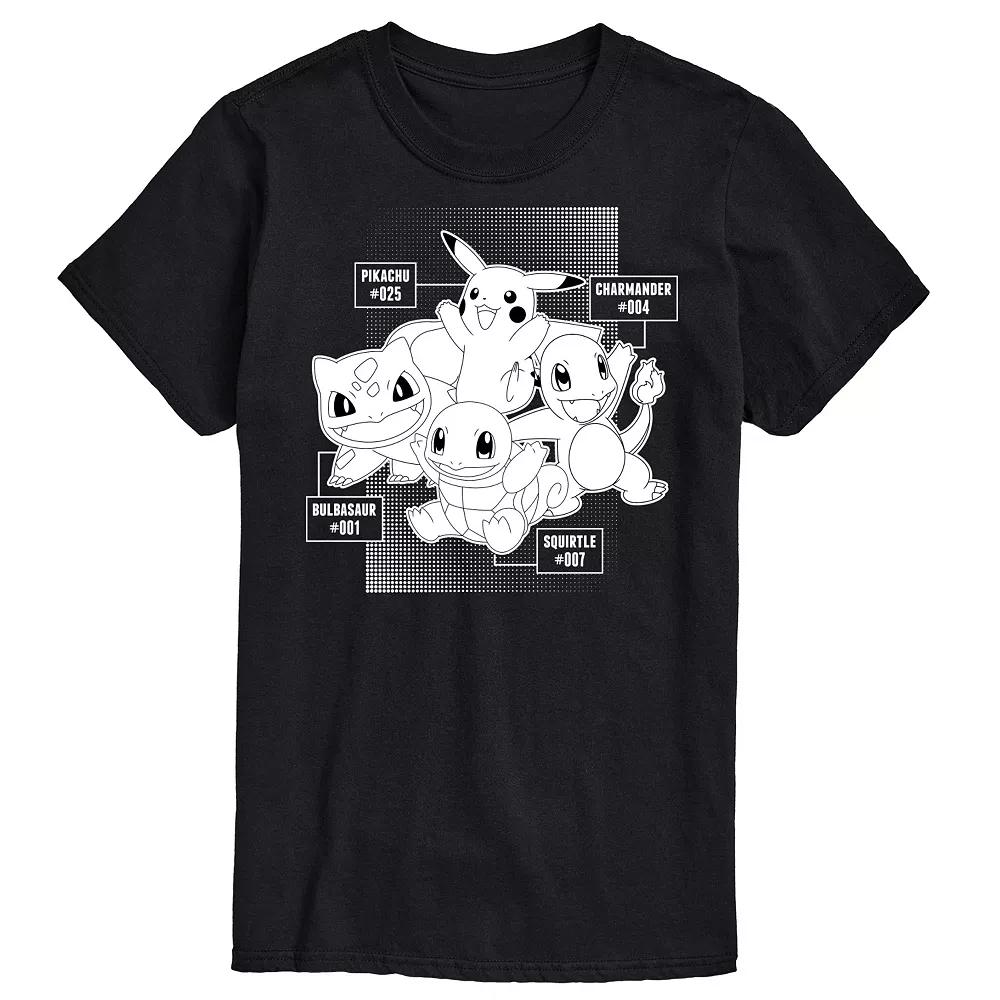 Big & Tall Pokemon Starter Characters Black And White Graphic Tee, Men's,  Product Image