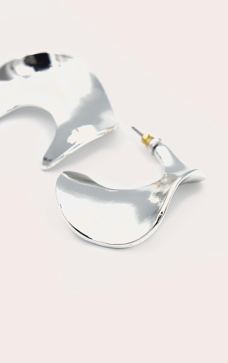 Silver Crinkle Square Shape Hoop Earrings Product Image