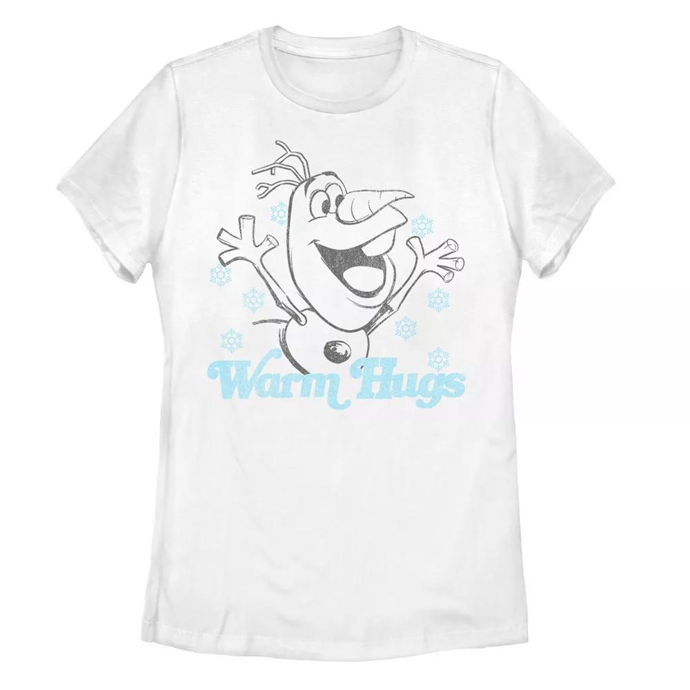 Disney's Frozen Olaf Simple Black Outline Warm Hugs Juniors' Graphic Tee, Girl's, Size: XL, White Product Image