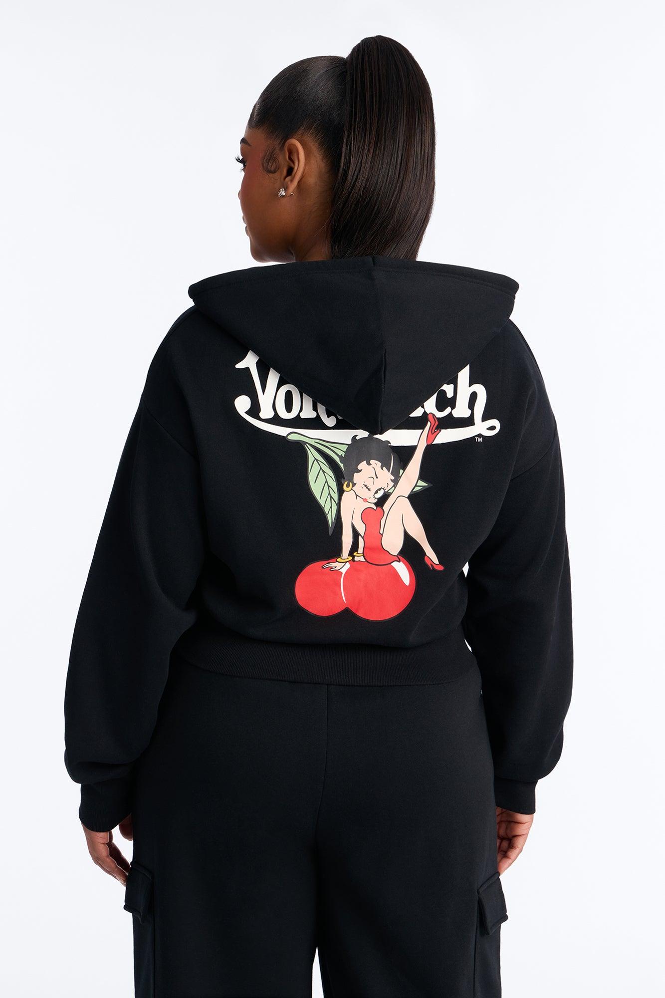 Von Dutch x Betty Boop Fleece Sweet Face Sweatshirt Zip-Up - Black Female Product Image
