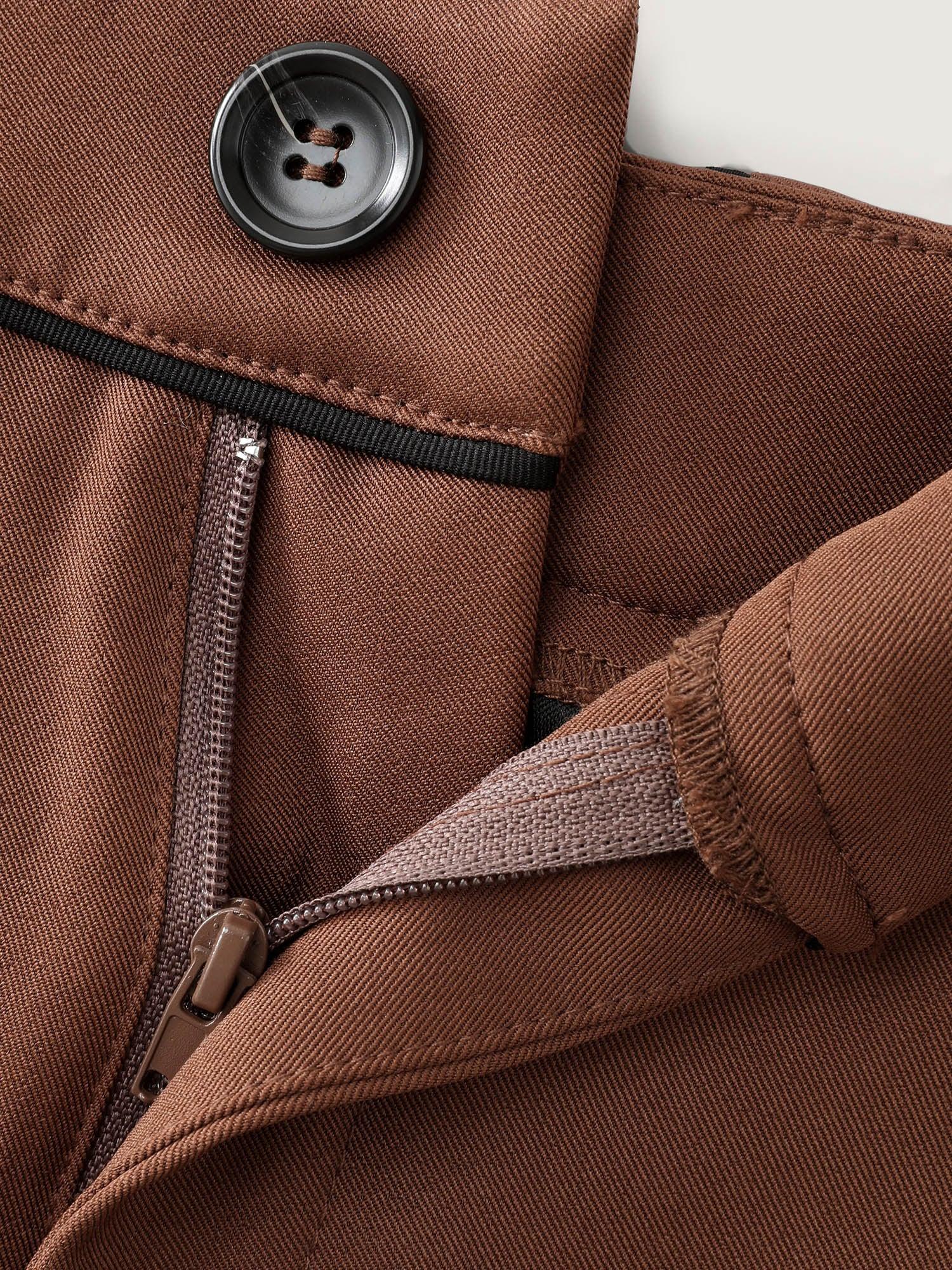 Color Contrast Trim Button Detail Pants Female Product Image