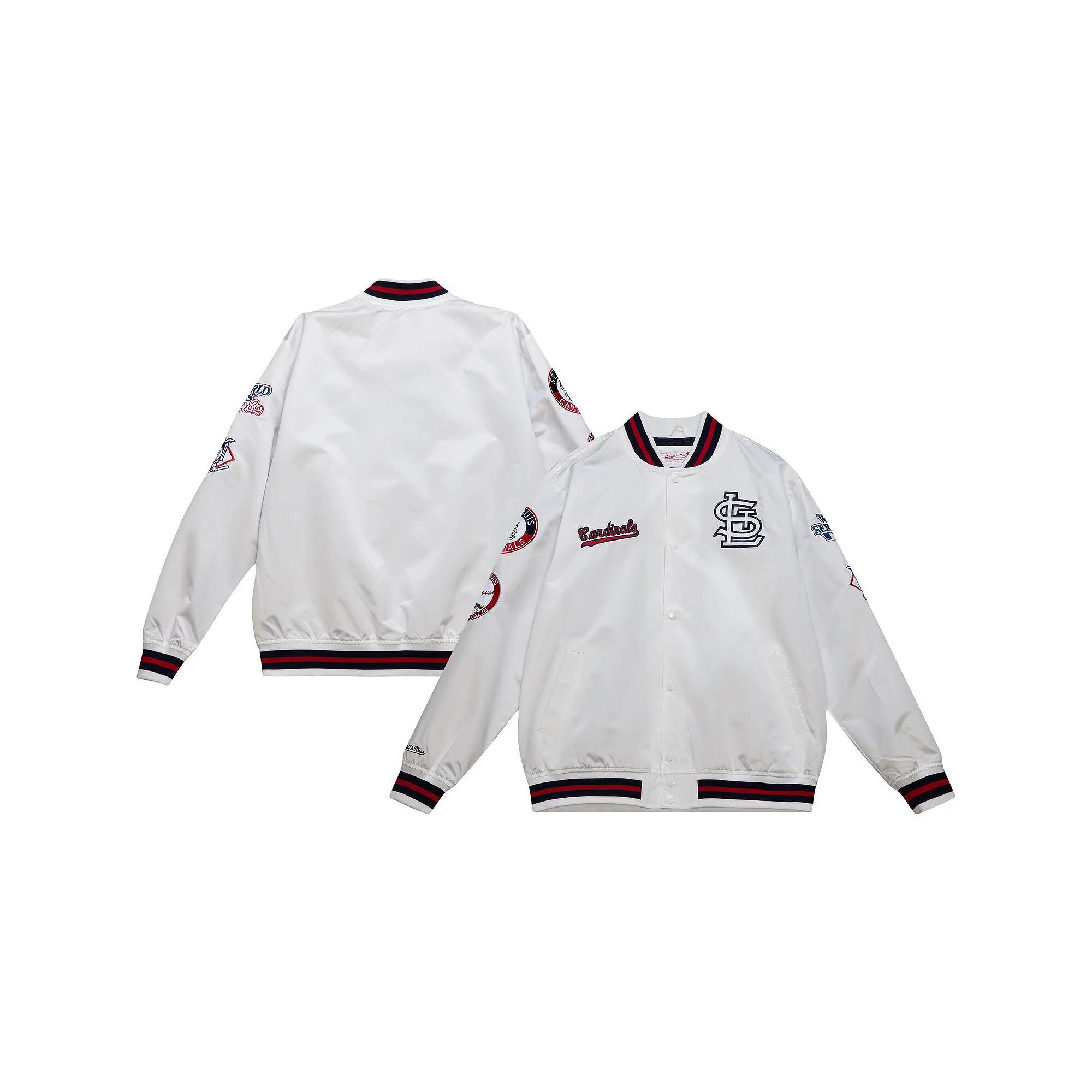 Men's Mitchell & Ness White St. Louis Cardinals City Collection Satin Full-Snap Varsity Jacket,  Product Image