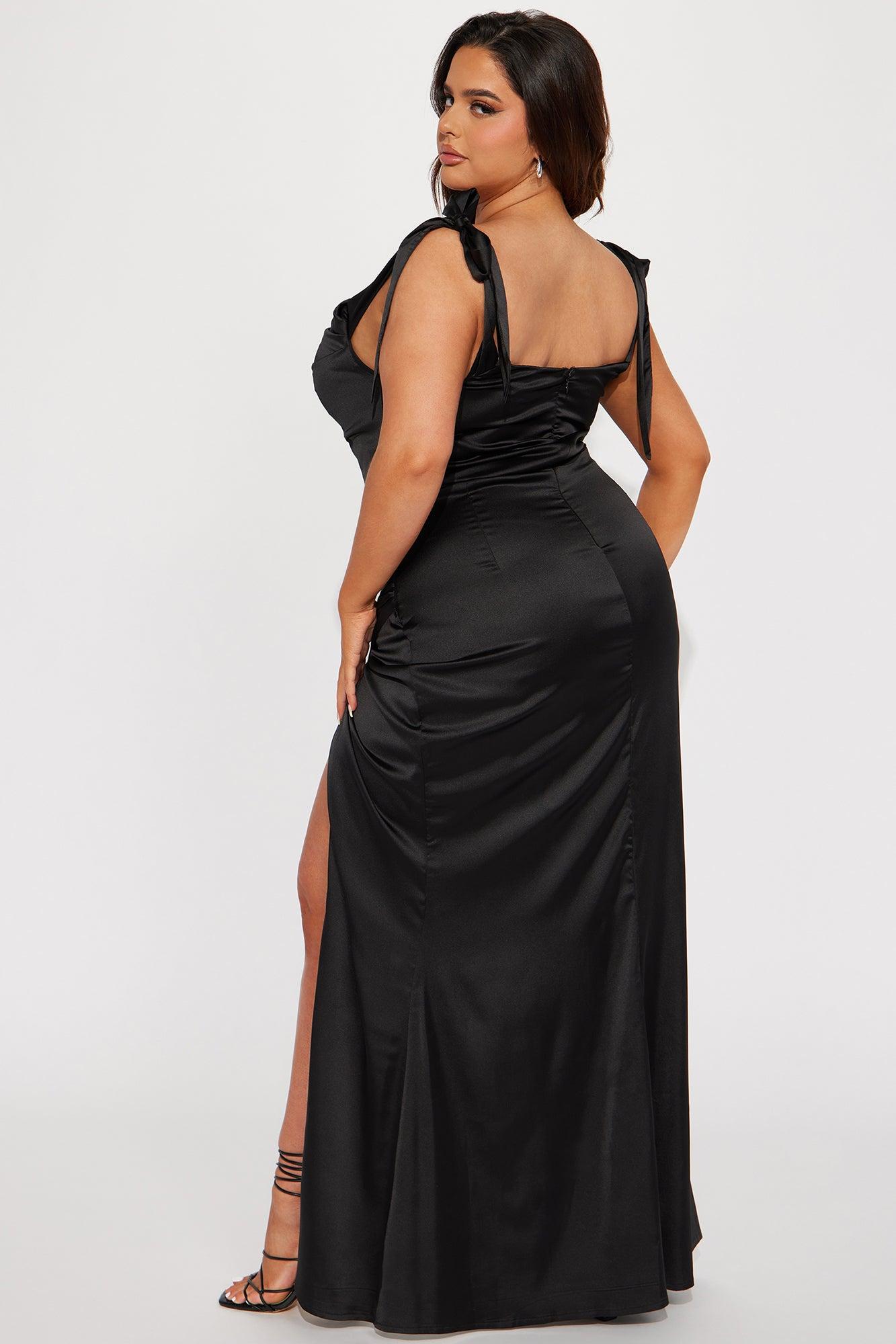 Lady Of The Night Satin Maxi Dress - Black Product Image
