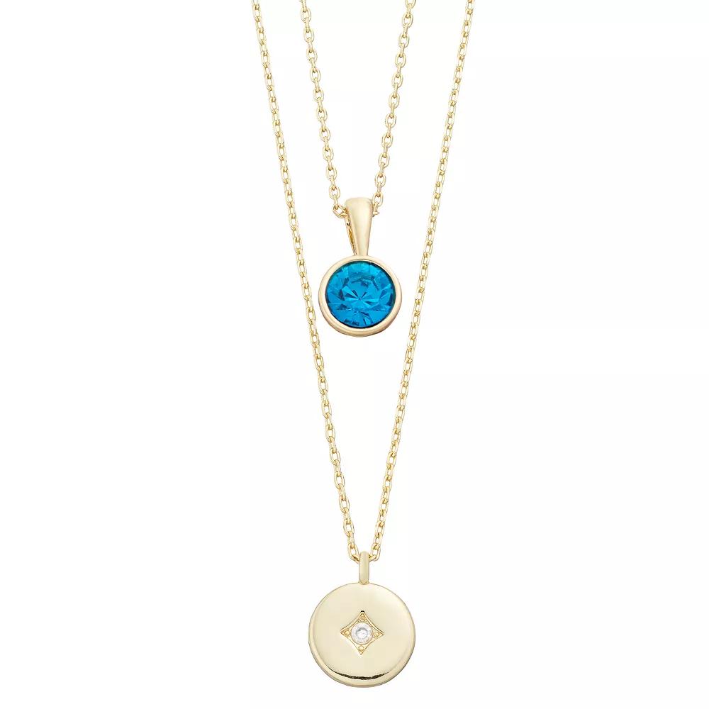 City Luxe Simulated Gemstone Birthstone Double Strand Necklace, Women's, Silver Tone March Product Image