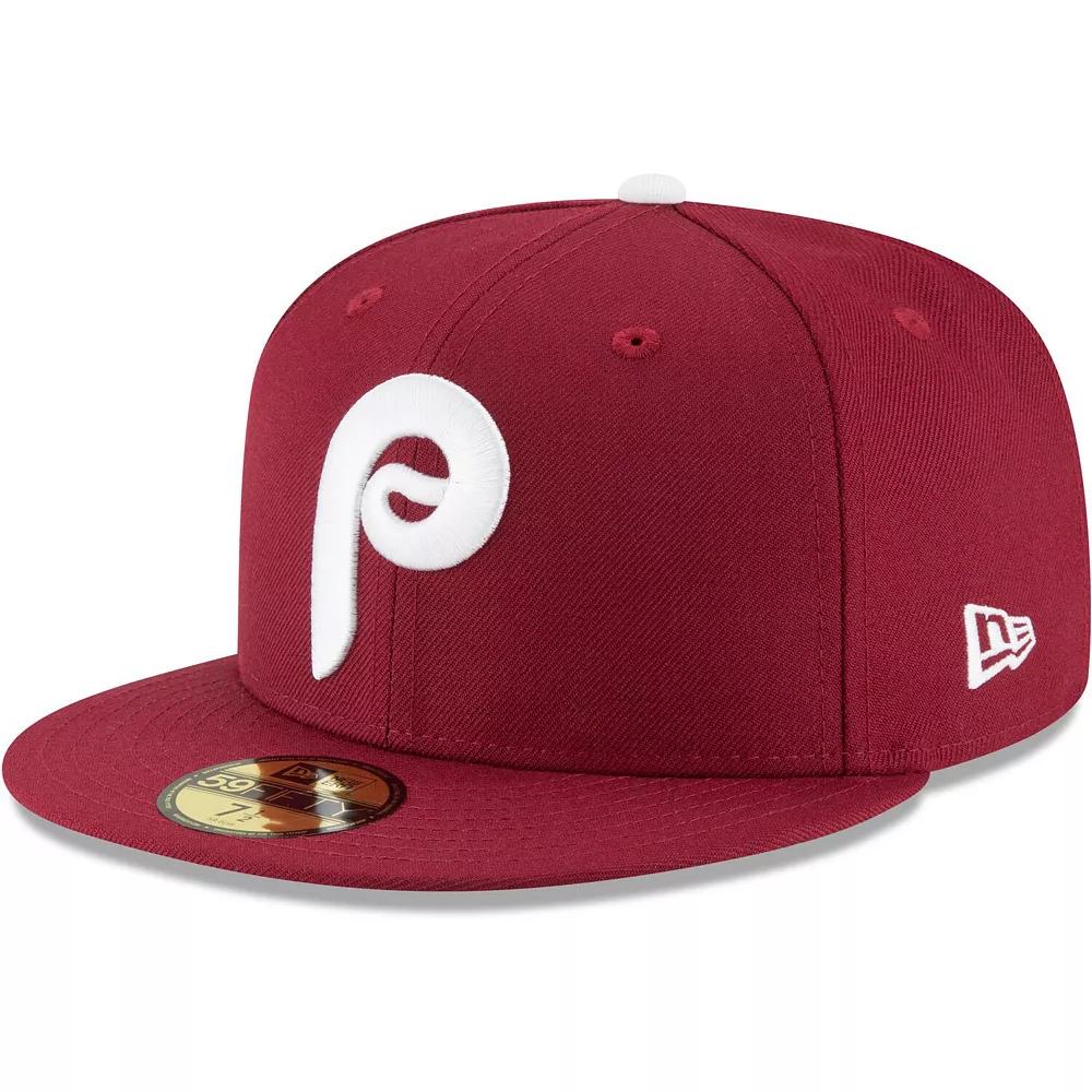 Men's New Era Maroon Philadelphia Phillies Cooperstown Collection Wool 59FIFTY Fitted Hat,  Product Image