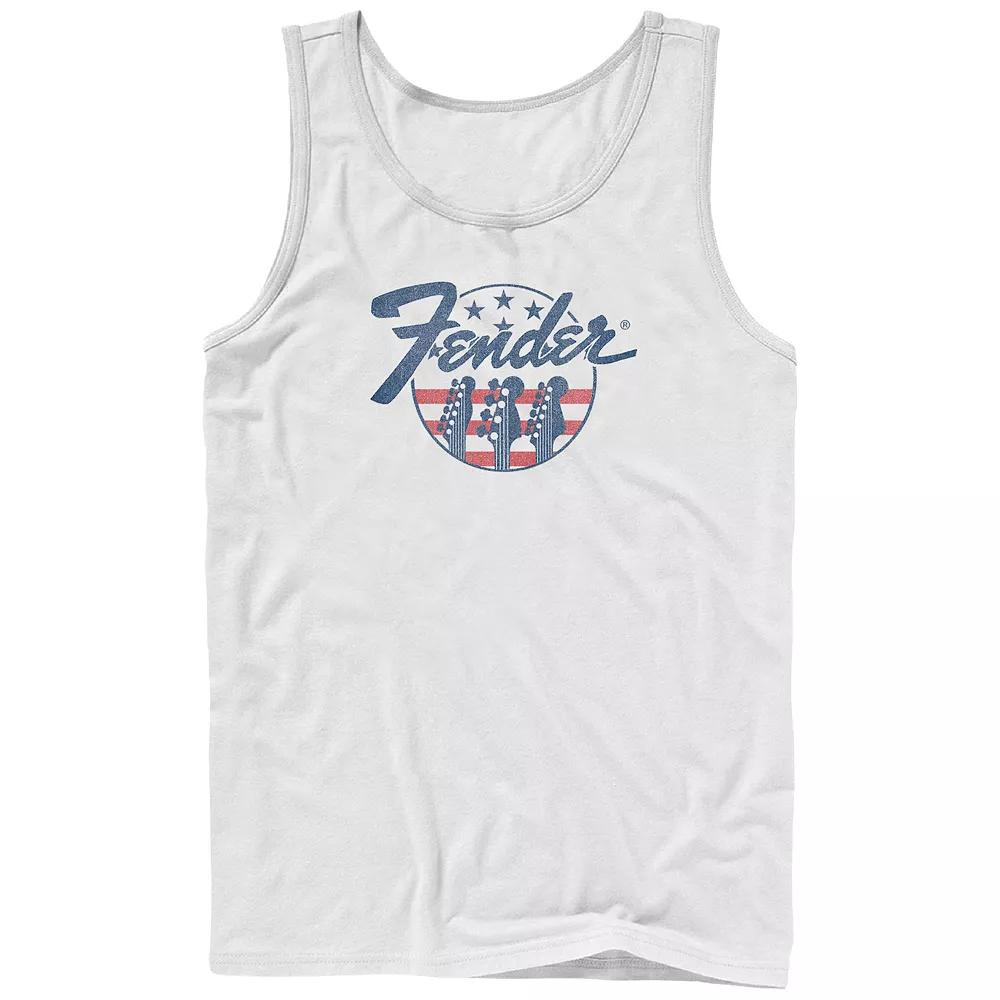 Men's Fender USA Flag Badge Graphic Tank Top, Size: Large, White Product Image