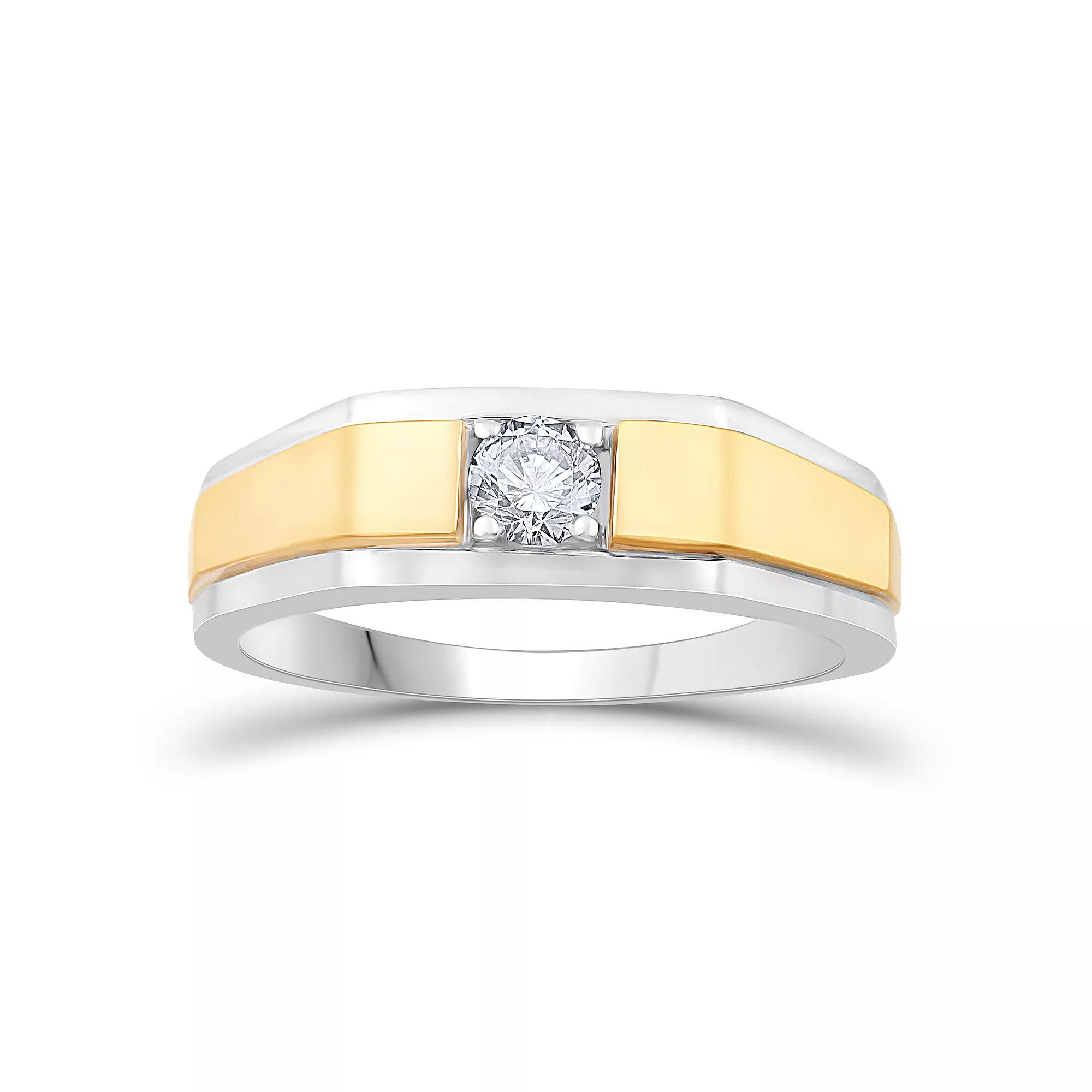 Galaxie Solaire 10k Gold Two Tone 1/4 Carat T.W. Lab-Grown Diamond Men's Ring, 10k 2 Tone Product Image