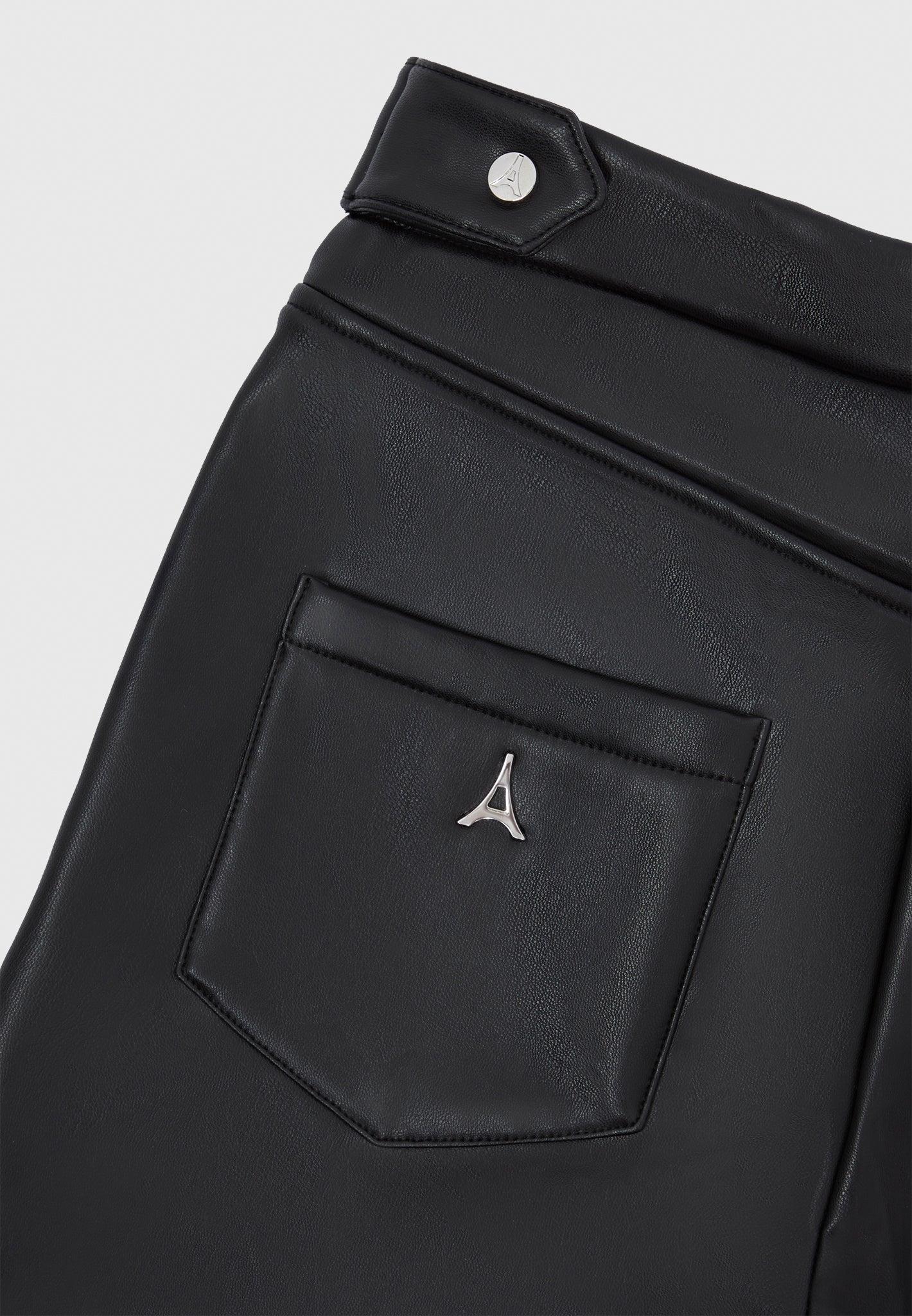 Leather Mini Flared Leggings - Black Female Product Image