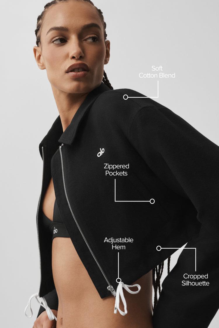 Cropped Fan Favorite Full Zip Jacket - Black Product Image