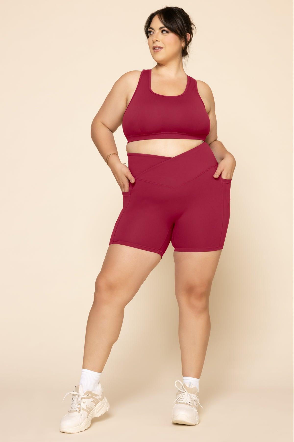 Crisscross Hourglass® Midi Shorts with Pockets - Ruby Product Image