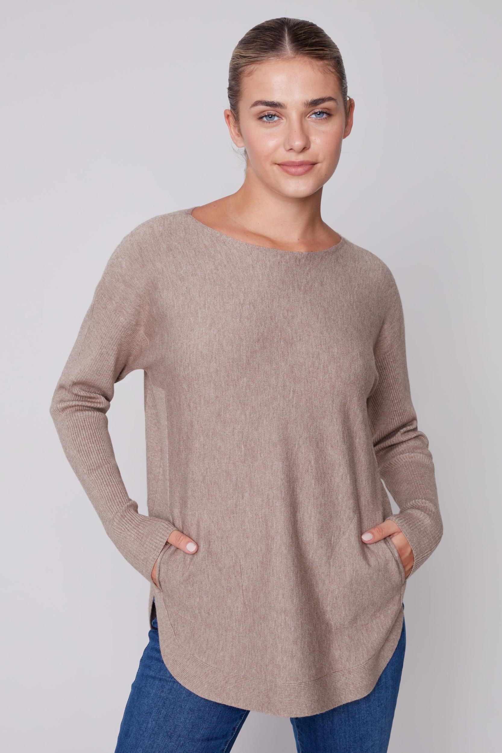 Long Sleeve Sweater with Back Eyelet Detail Product Image