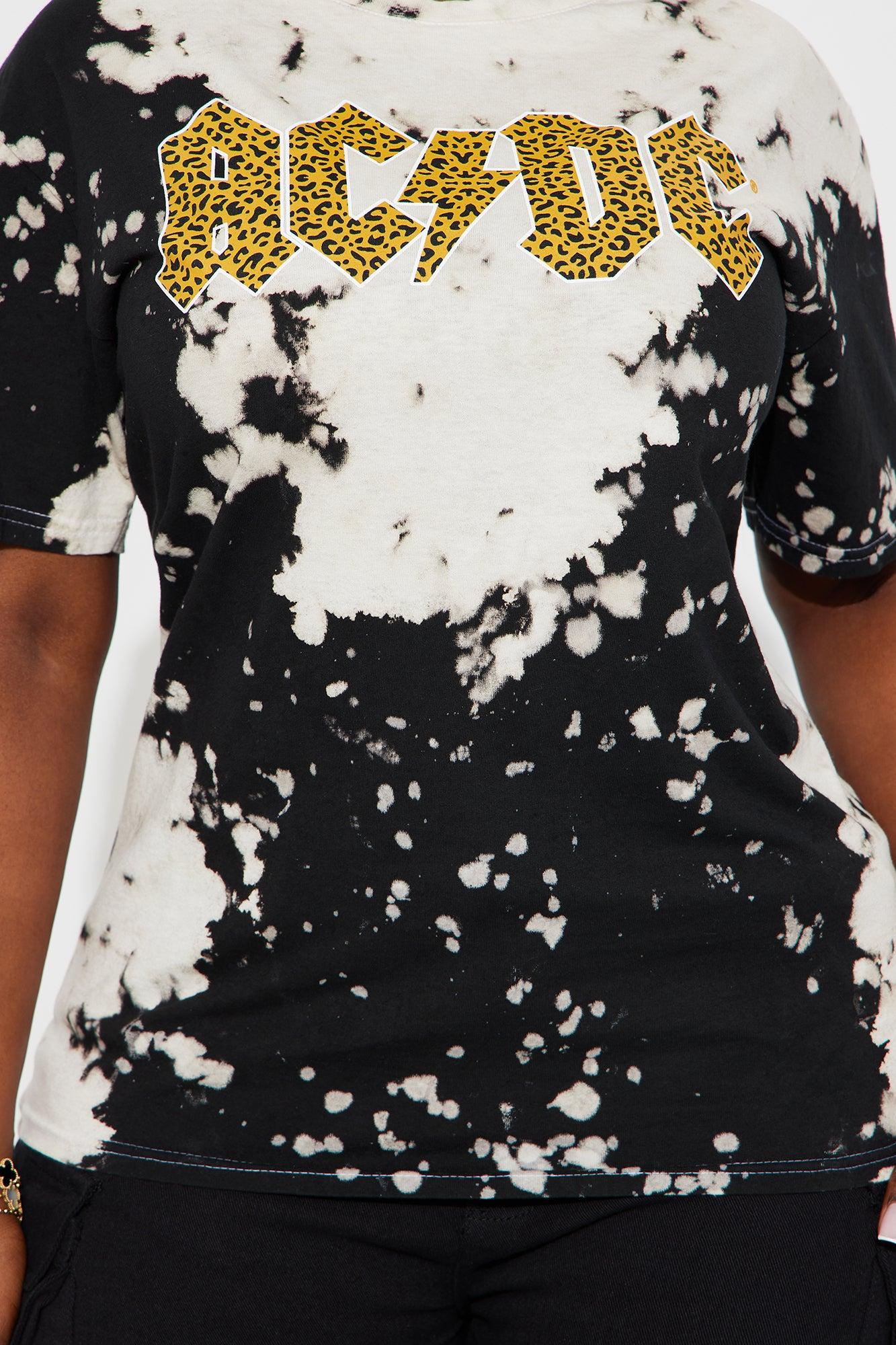 ACDC Euro Tour Tie Dye Washed Oversized Tee - Black Female Product Image