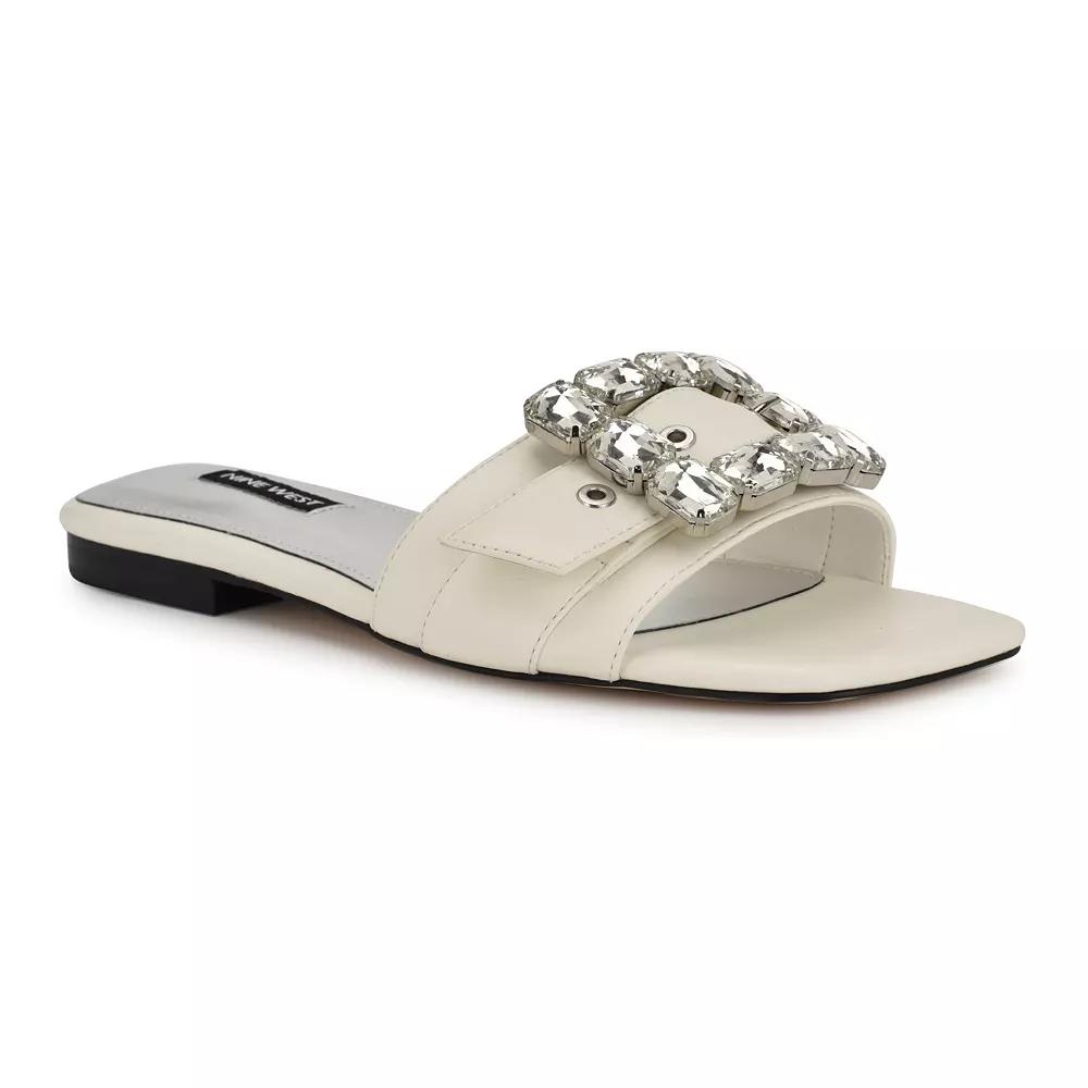 Nine West Matter Slip-on Embellished Women's Flat Sandals, Size: 11, White Product Image