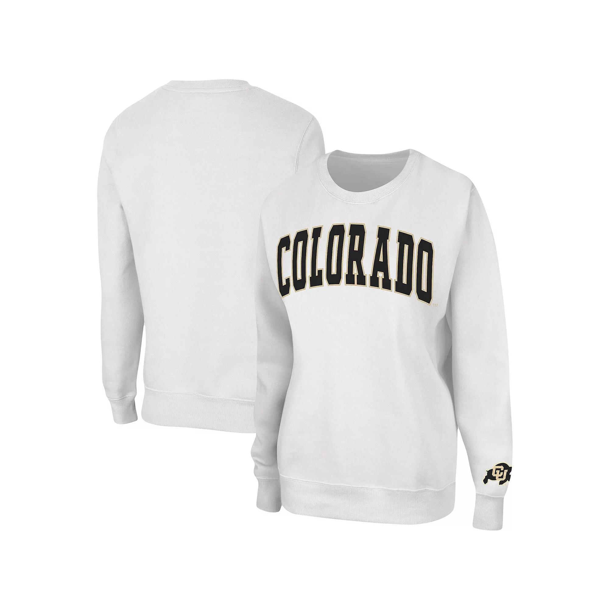 Women's Colosseum White Colorado Buffaloes Campanile Pullover Sweatshirt,  Product Image