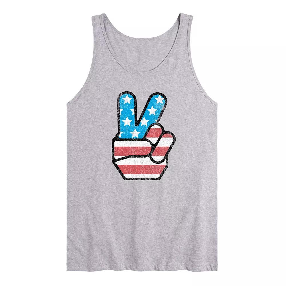 Men's USA Flag Peace Tank Top, Size: Medium, Gray Product Image