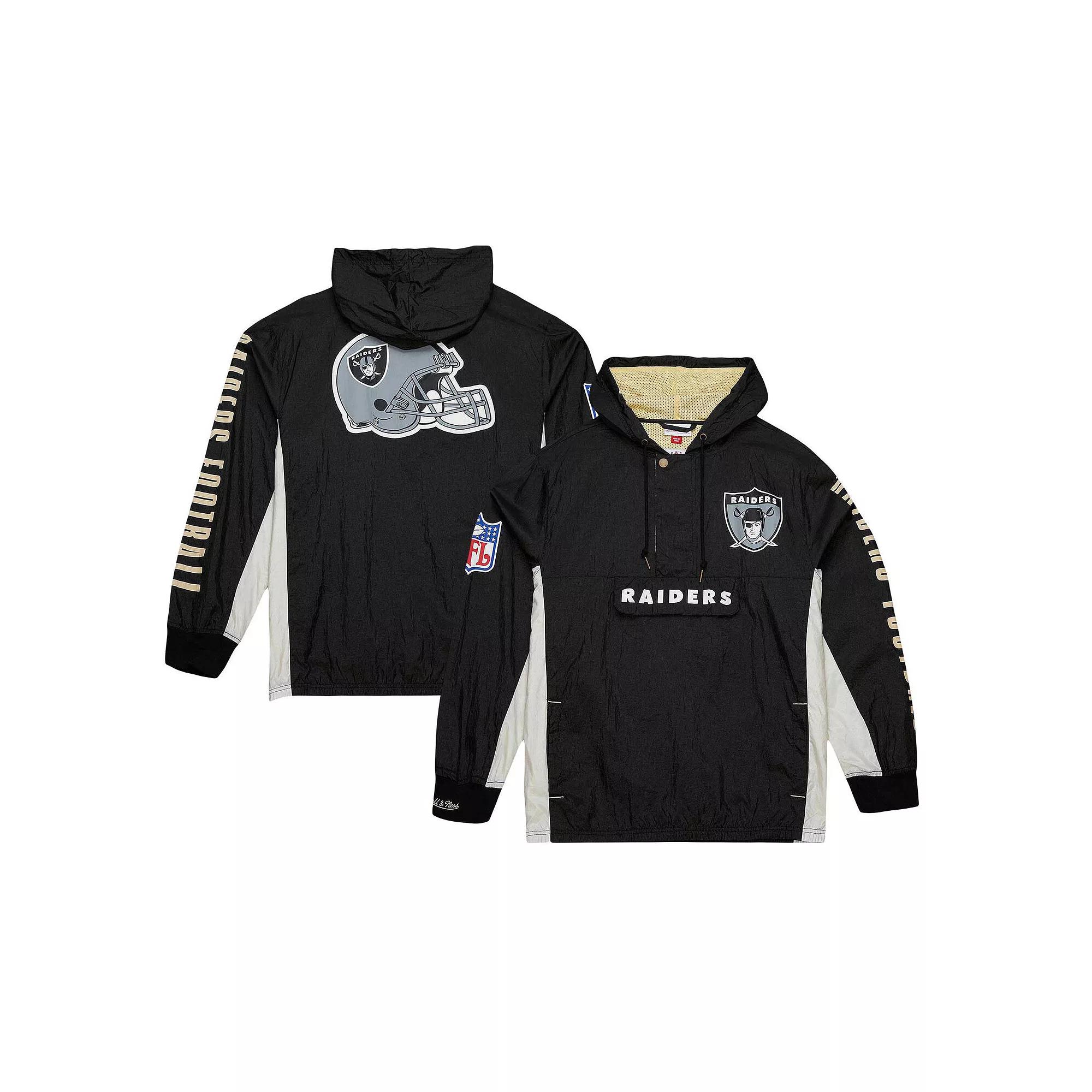 Men's Mitchell & Ness Black Las Vegas Raiders Team OG 2.0 Anorak Vintage Logo Quarter-Zip Windbreaker Jacket, Size: Medium, Lvr Black Product Image