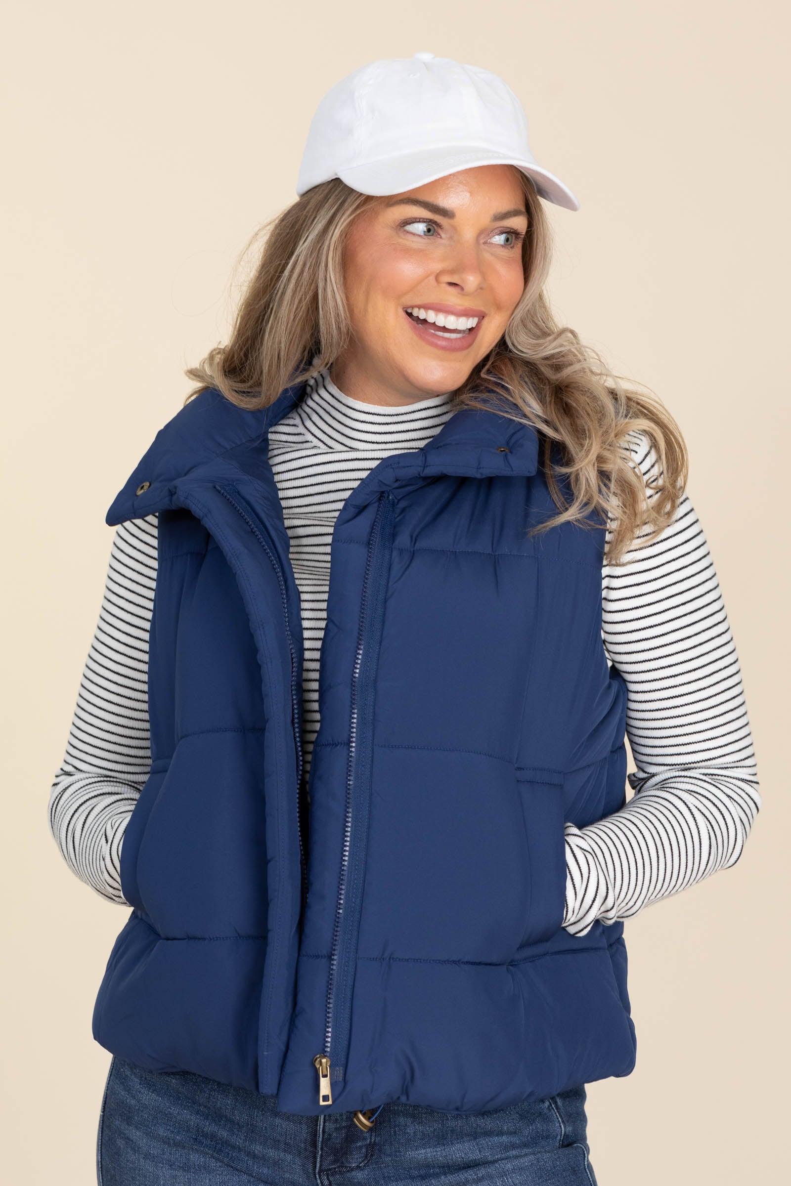 Solid High Neck Puffer Vest Product Image