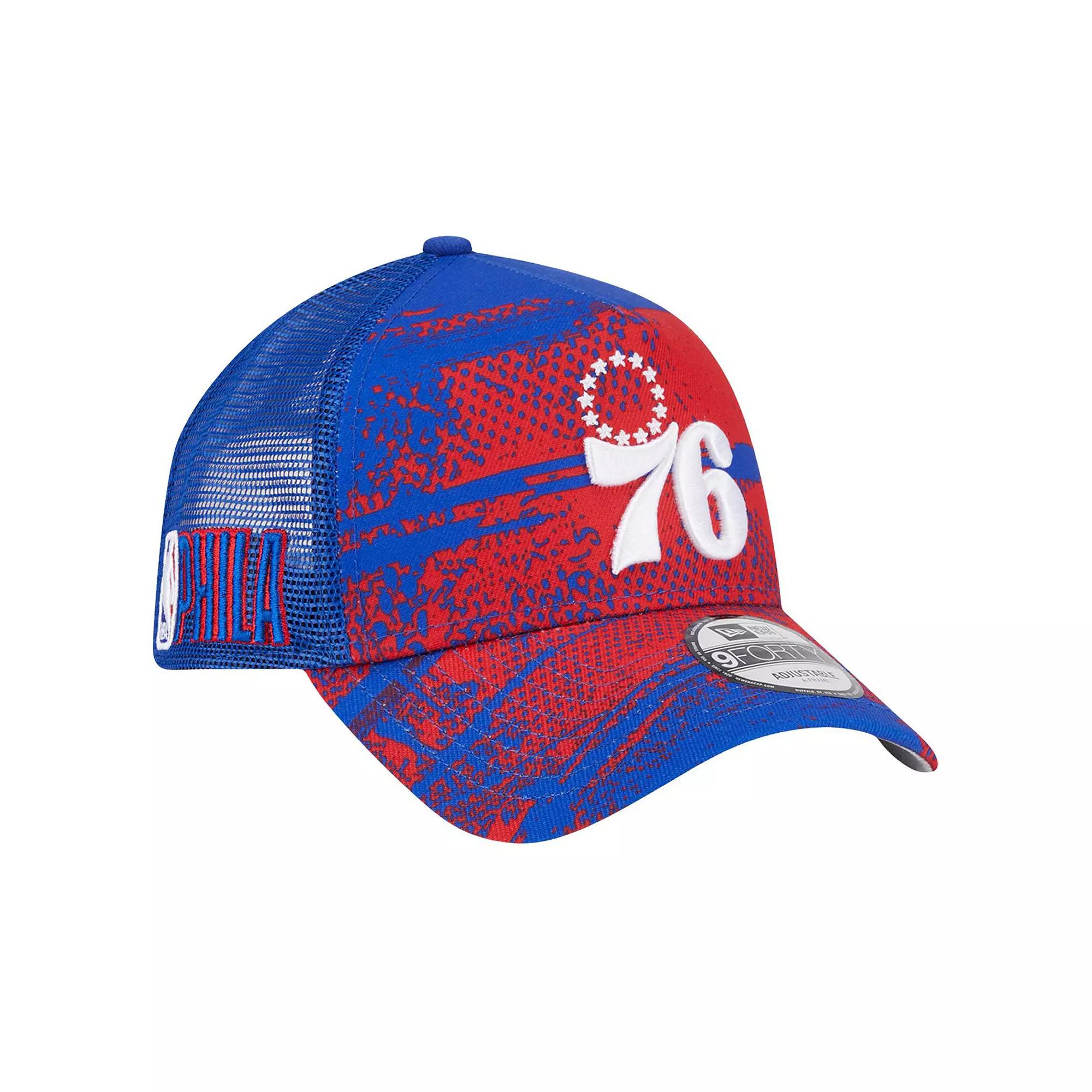 Men's New Era Royal/Red Philadelphia 76ers Tip Off A-Frame Trucker 9FORTY Adjustable Hat, 76r Blue Product Image