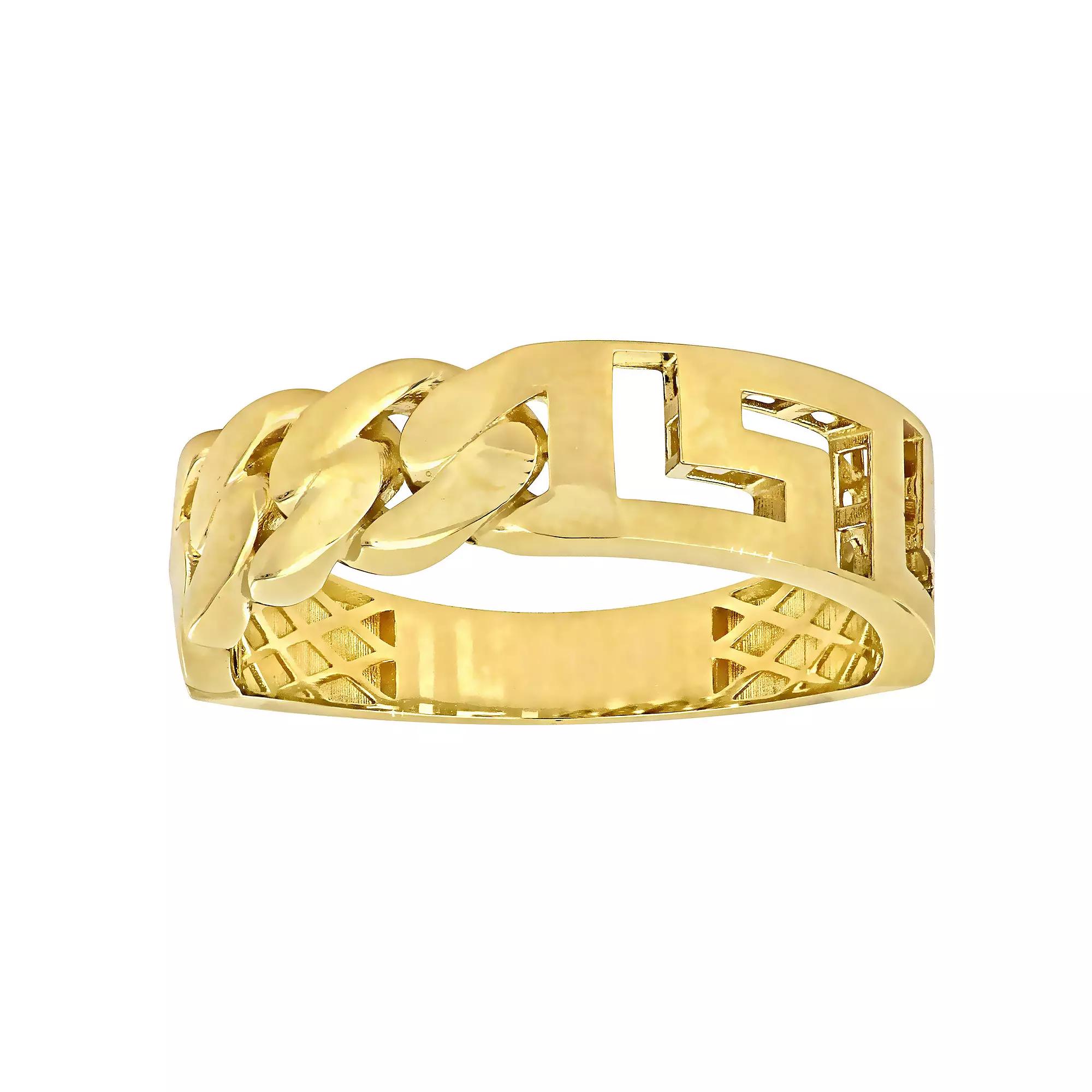 Stella Grace 14k Gold Men's Interlocking & Greek Key Design Ring, Size: 13 Product Image