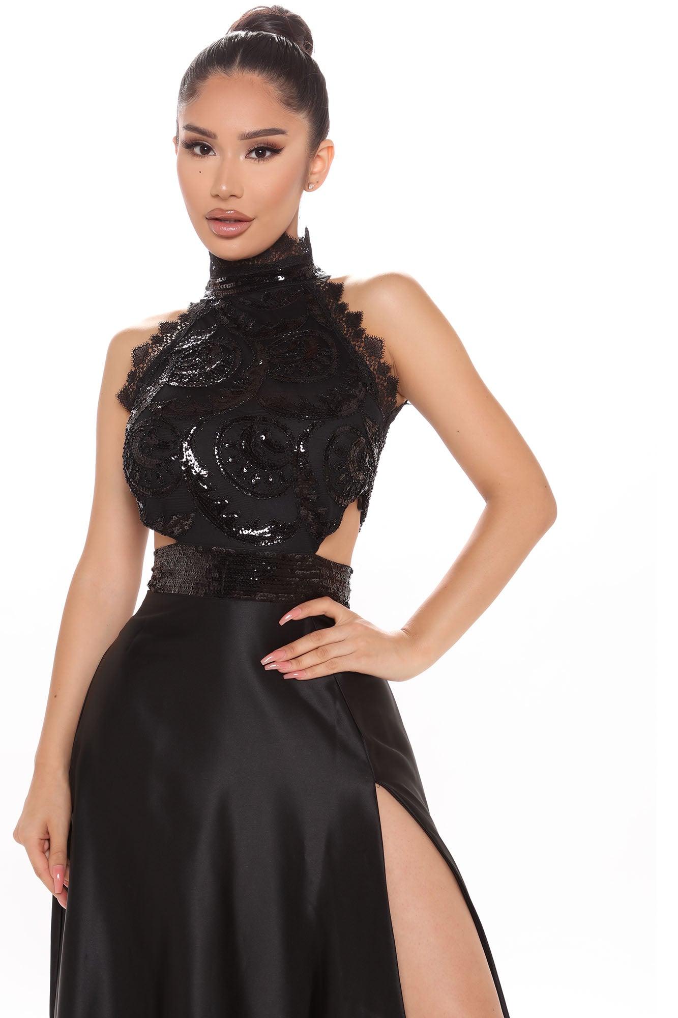 Simple Elegance Satin Maxi Gown - Black Product Image