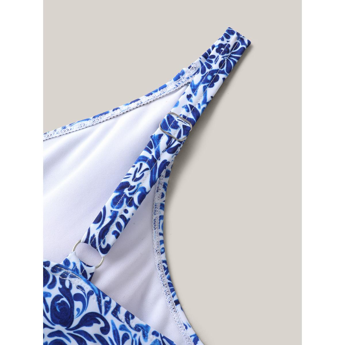 Plus Size Boho Print Ruffled One-Piece Swimsuit Women's Swimwear Cerulean Resort Gathered Curve Bathing Suits High stretch One Pieces BloomChic 12/L Product Image