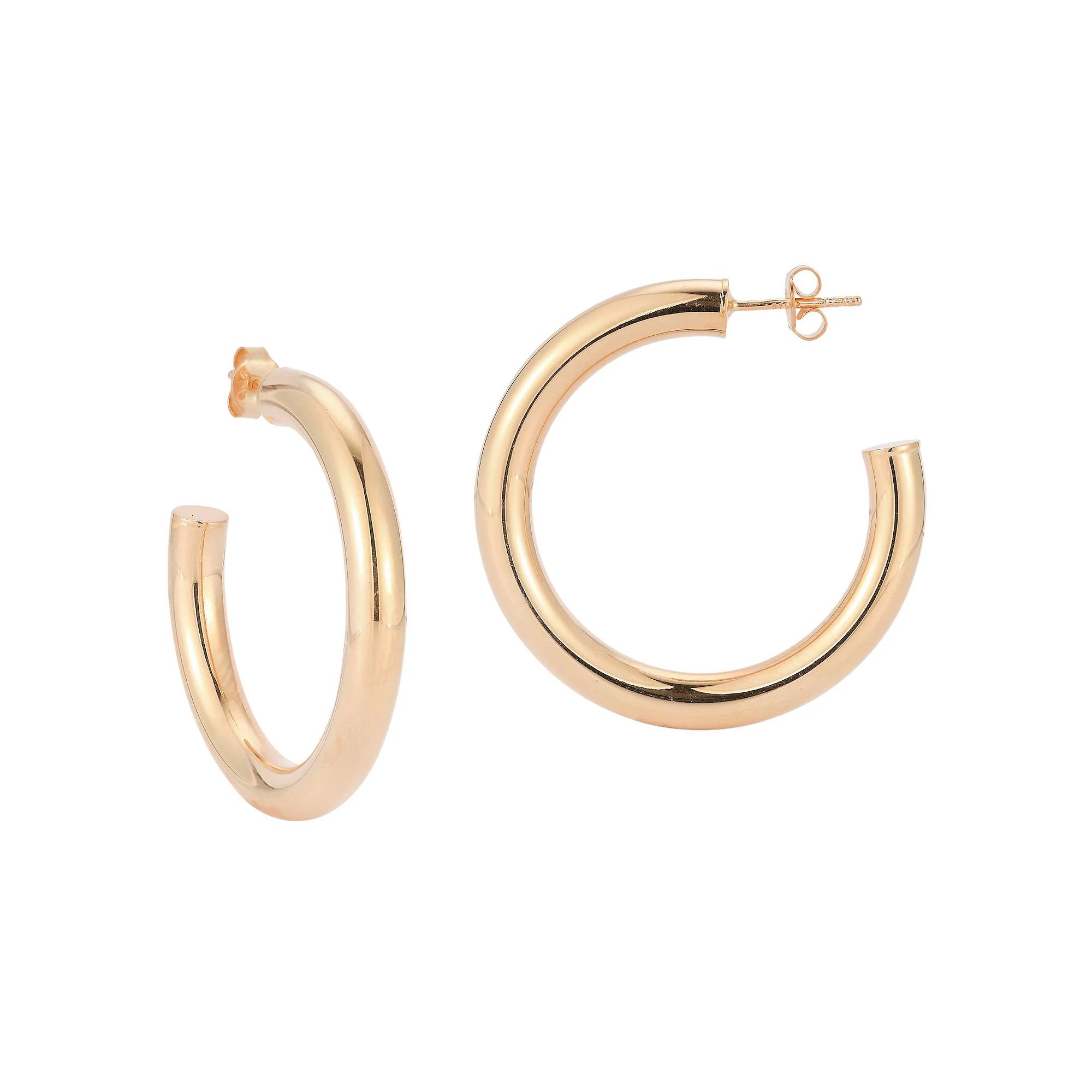 Sunkissed Sterling 14k Gold Over Silver Thick Hoop Earrings, Women's, Rose Gold Tone Product Image